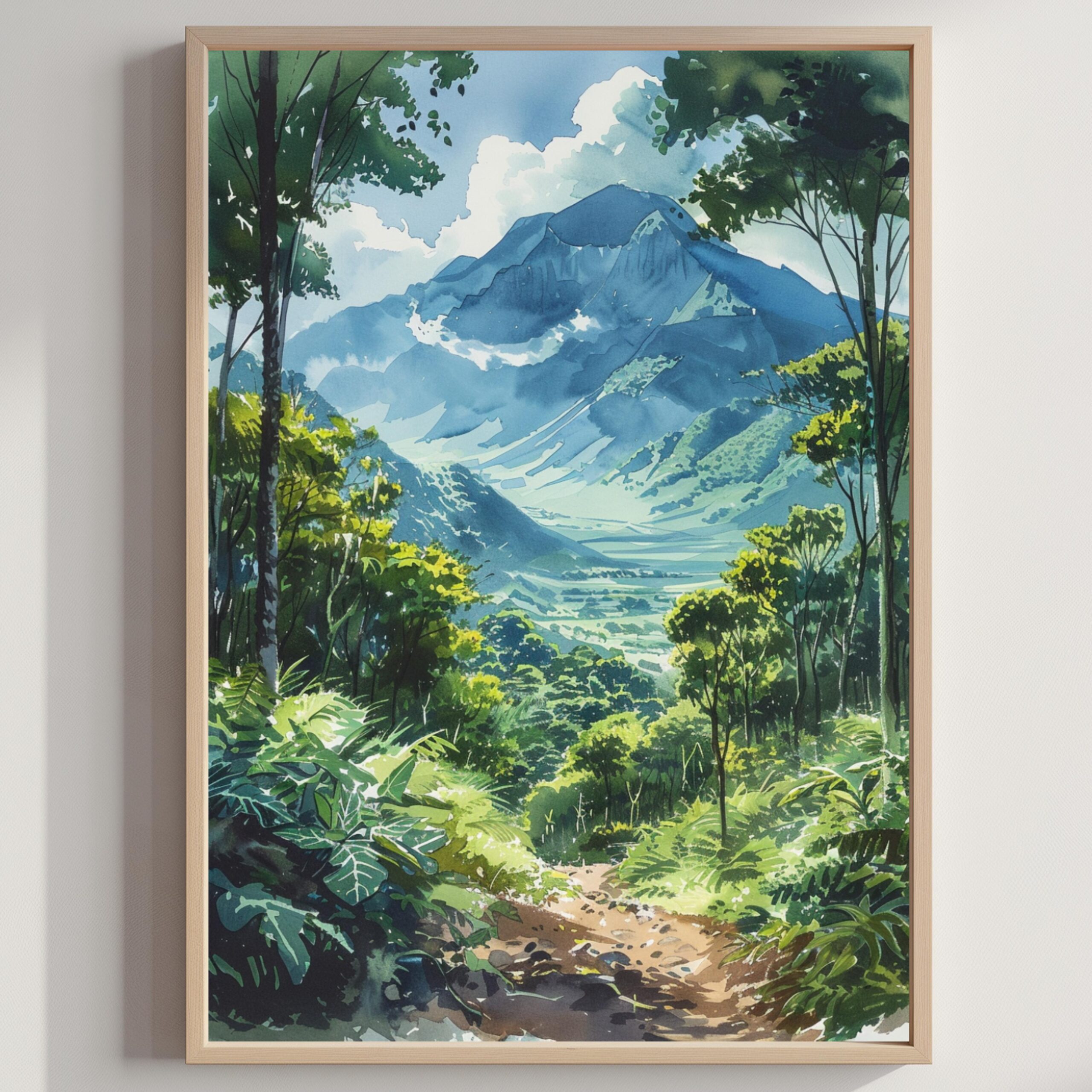 Guatemala Central American Watercolor Print: Travel Art Poster. Immerse yourself in the beauty of Guatemala, Central America, with our meticulously crafted borderless wall art poster print. This watercolor illustration captures the essence of this iconic Central American destination country, allowing you to relive cherished vacation travel memories. Perfect for home or office décor, or as a gift to an art lover. This beautiful high-resolution print is available as an unframed or framed print