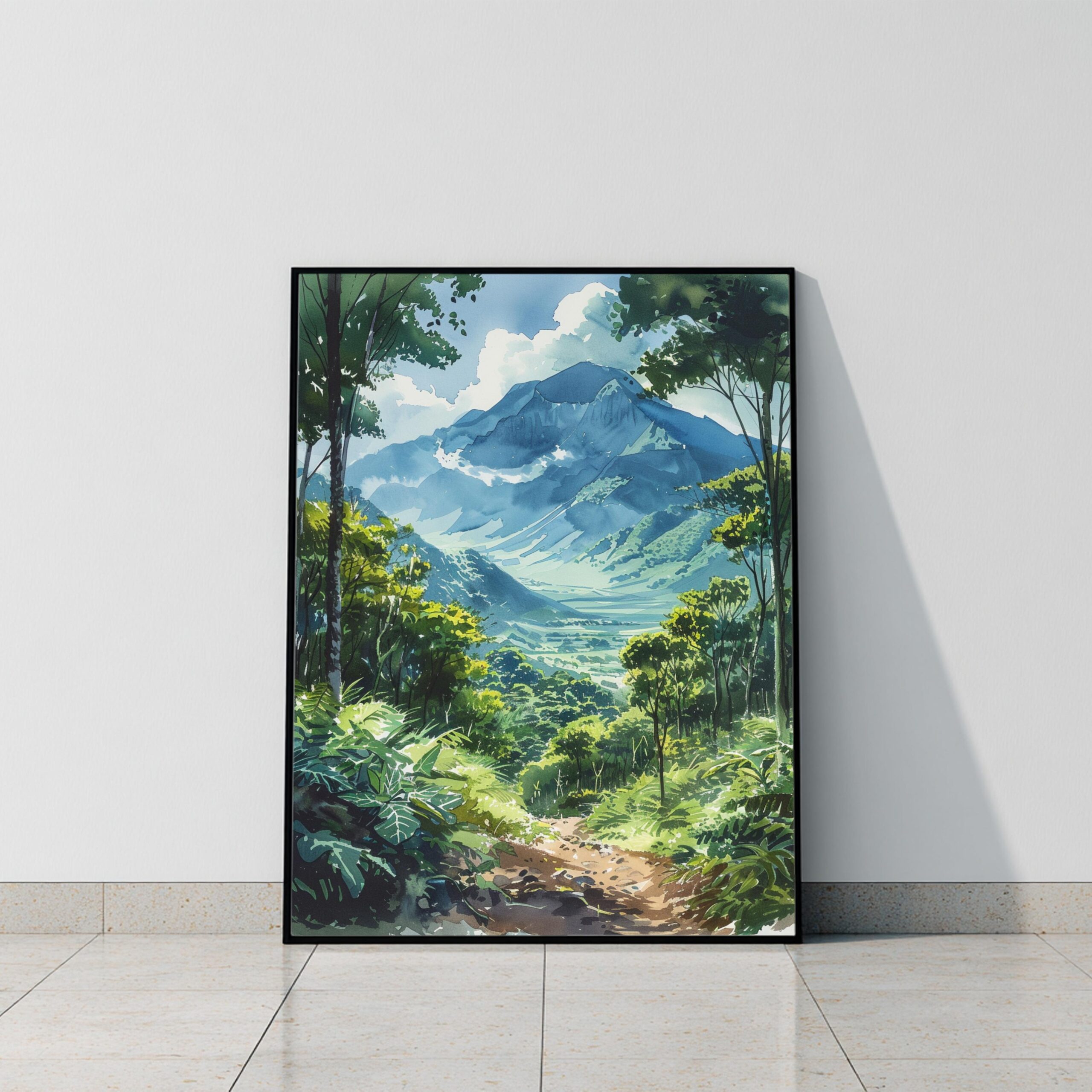 Guatemala Central American Watercolor Print: Travel Art Poster. Immerse yourself in the beauty of Guatemala, Central America, with our meticulously crafted borderless wall art poster print. This watercolor illustration captures the essence of this iconic Central American destination country, allowing you to relive cherished vacation travel memories. Perfect for home or office décor, or as a gift to an art lover. This beautiful high-resolution print is available as an unframed or framed print