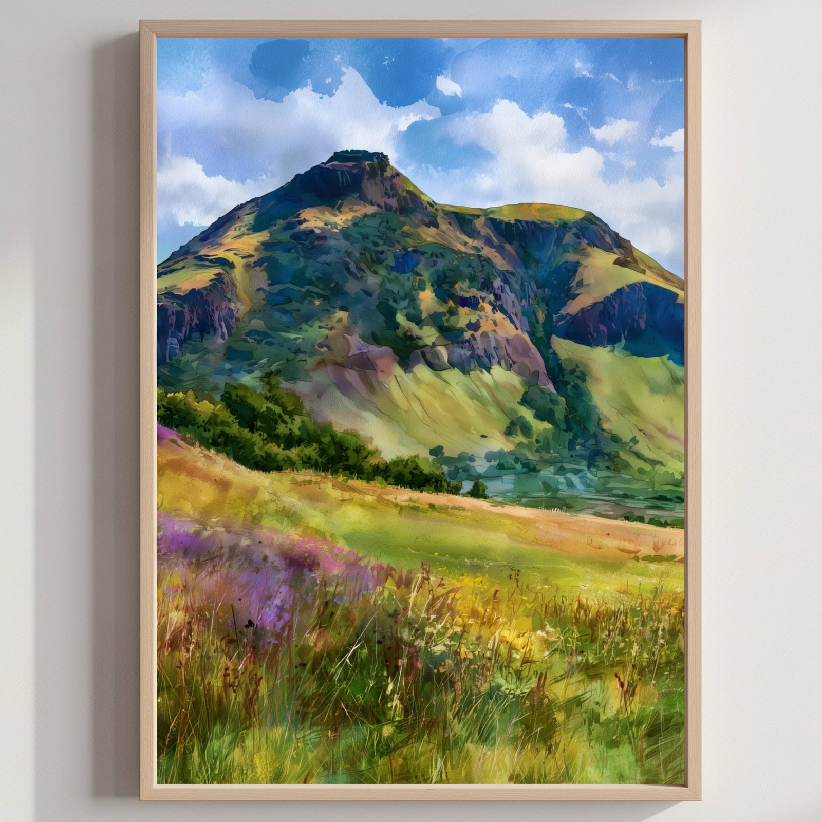Arthur's Seat Edinburgh Scotland Watercolor Print: Scottish Travel Art Poster