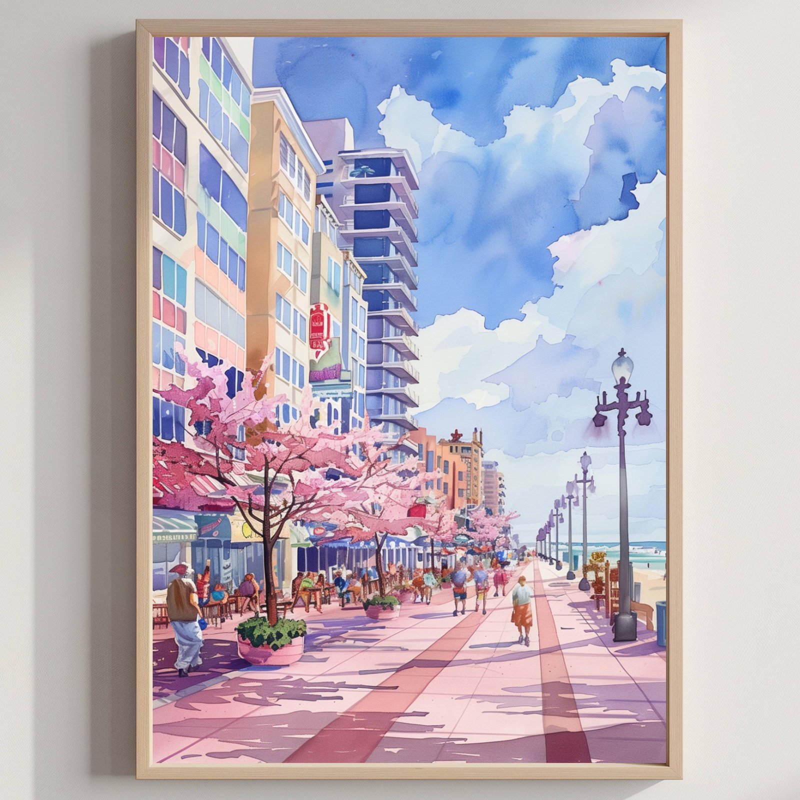 Ocean City Maryland USA Watercolor Print: American Travel Art Poster