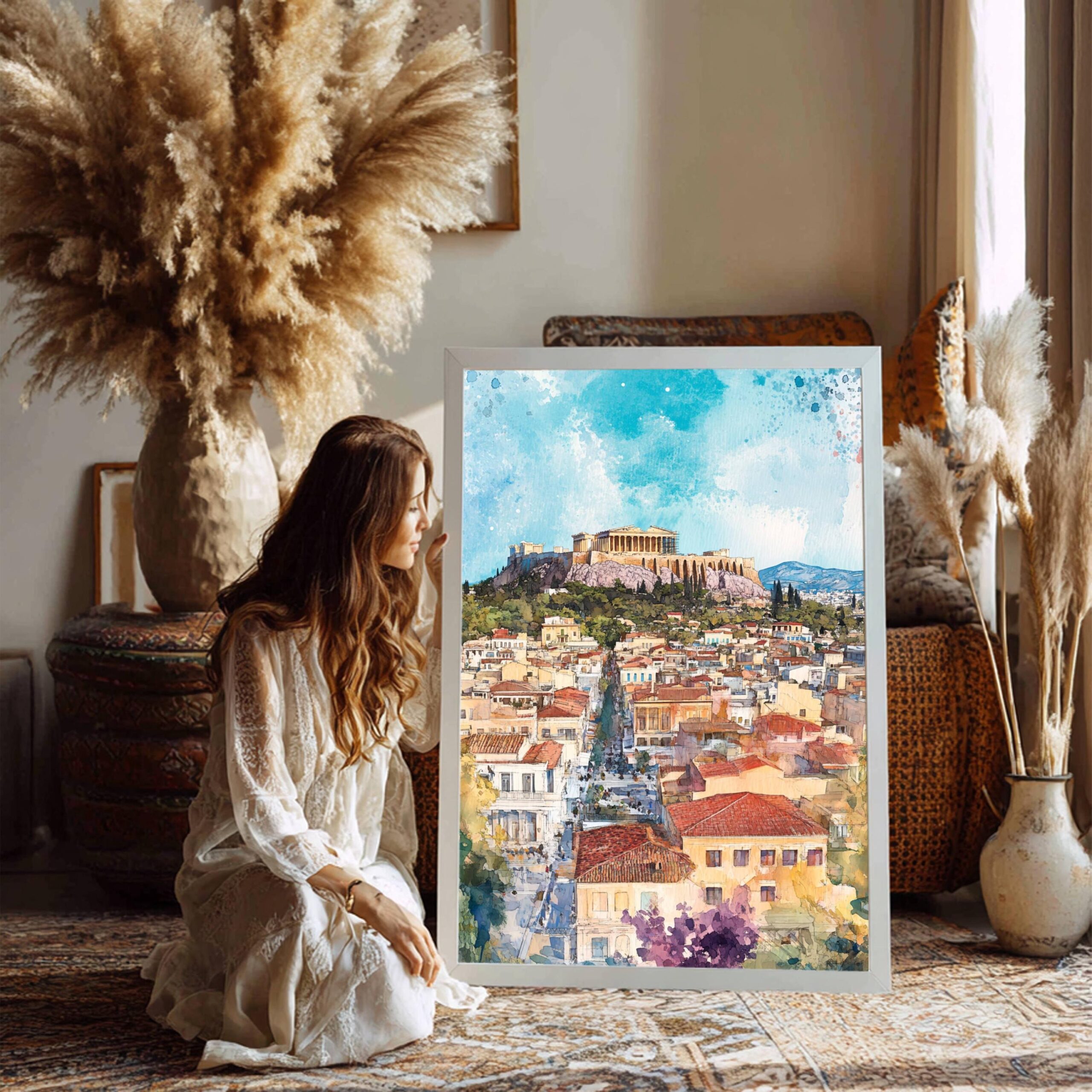 Athens Greece Europe Watercolor: Greek Travel Art Poster - Image 2