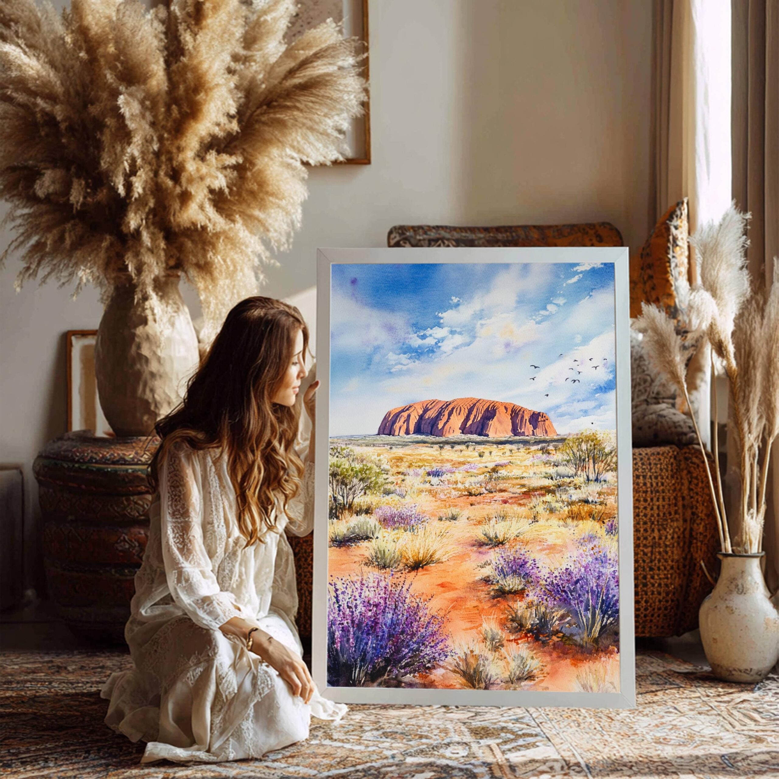 Uluru Ayers Rock Australia Watercolor Print: Travel Art Poster - Image 2