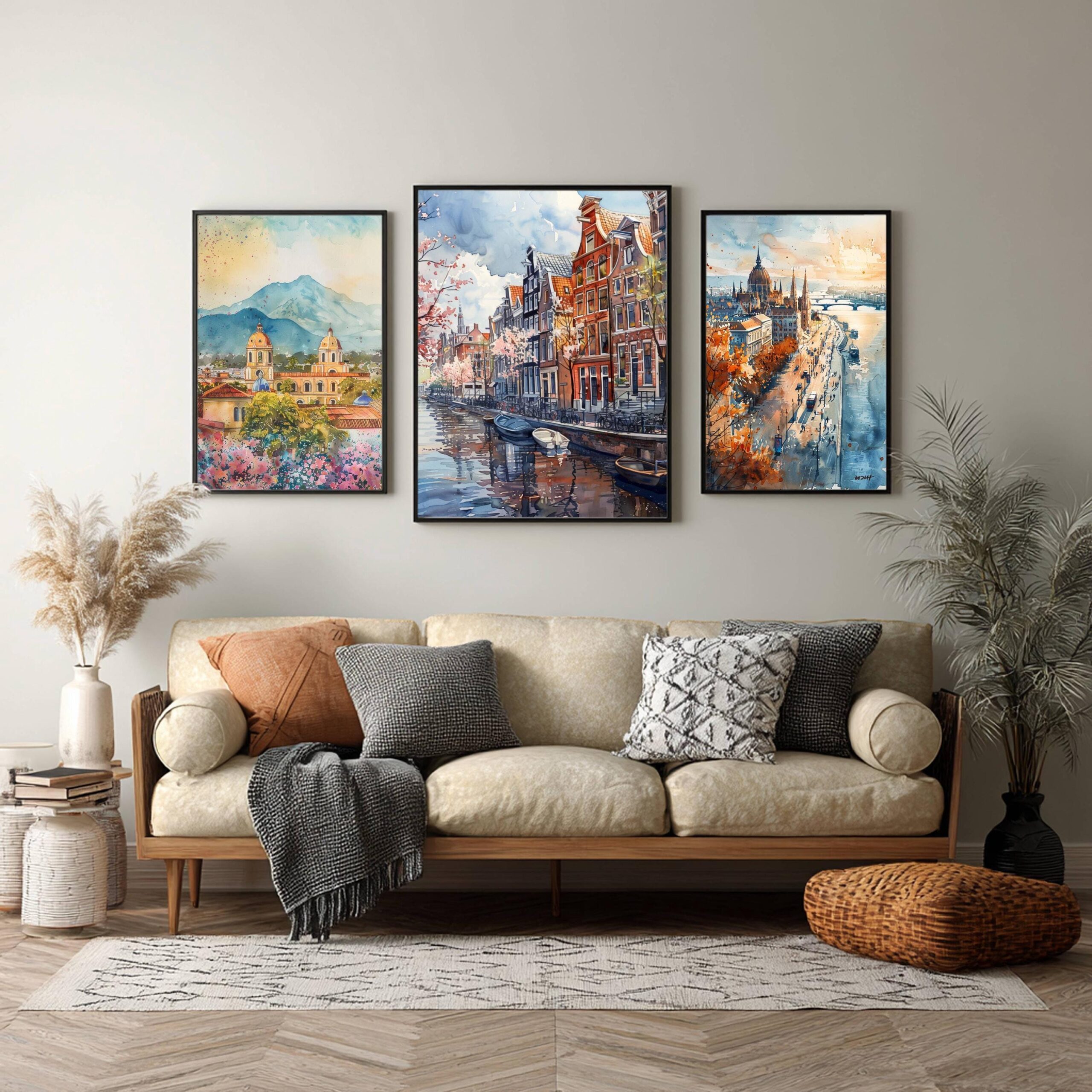 Amsterdam The Netherlands (Holland) Europe Watercolor: Dutch Art Travel Poster Print - Image 2