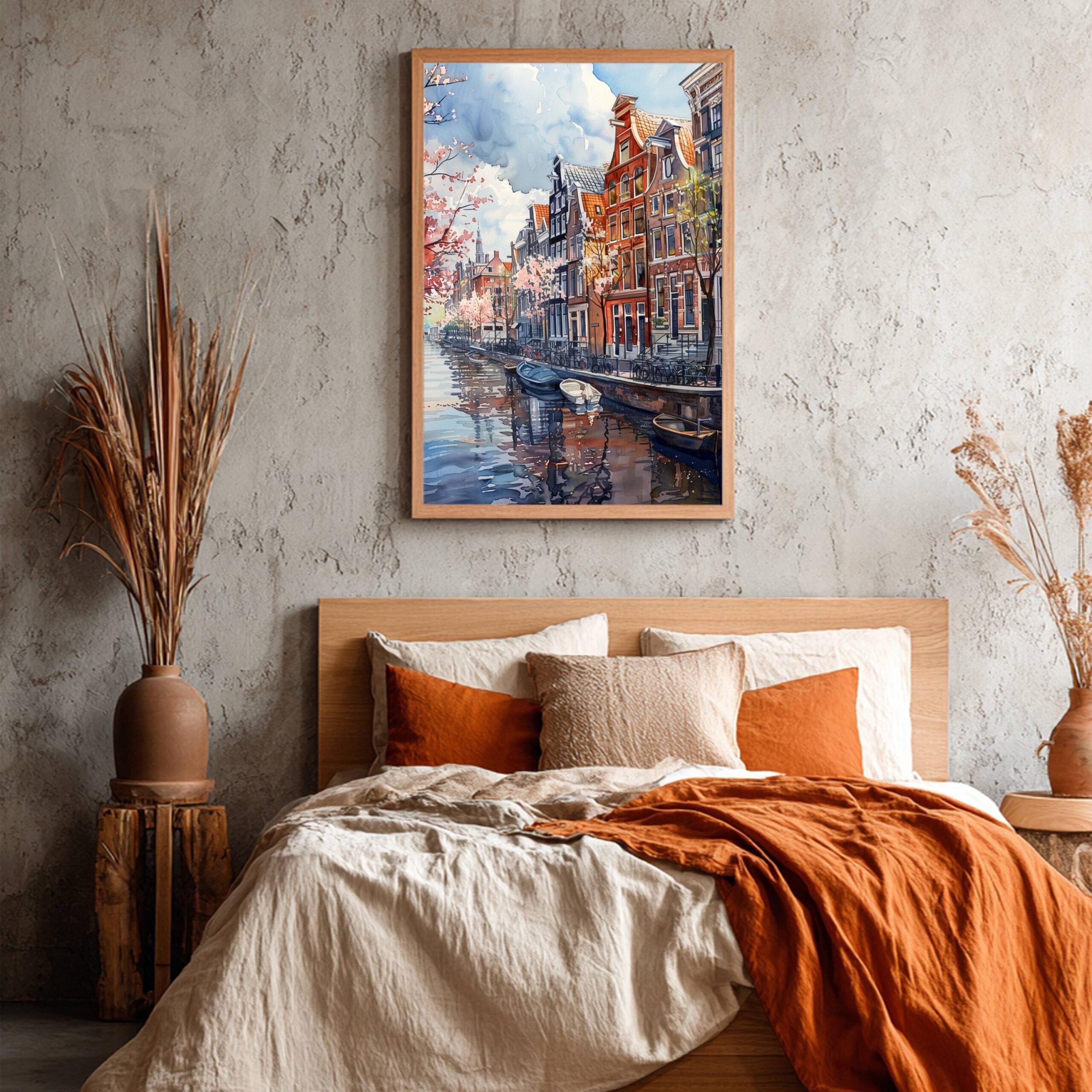 Amsterdam The Netherlands (Holland) Europe Watercolor: Dutch Art Travel Poster Print - Image 7