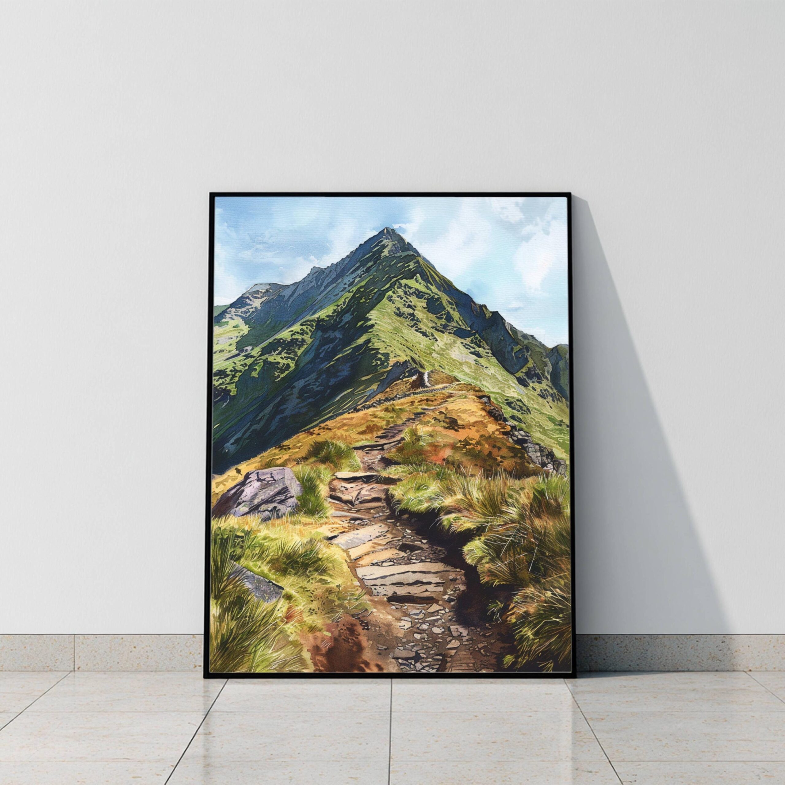 Mount Snowdon Snowdonia Wales UK Watercolor: Three Peaks Challenge Poster - Image 9