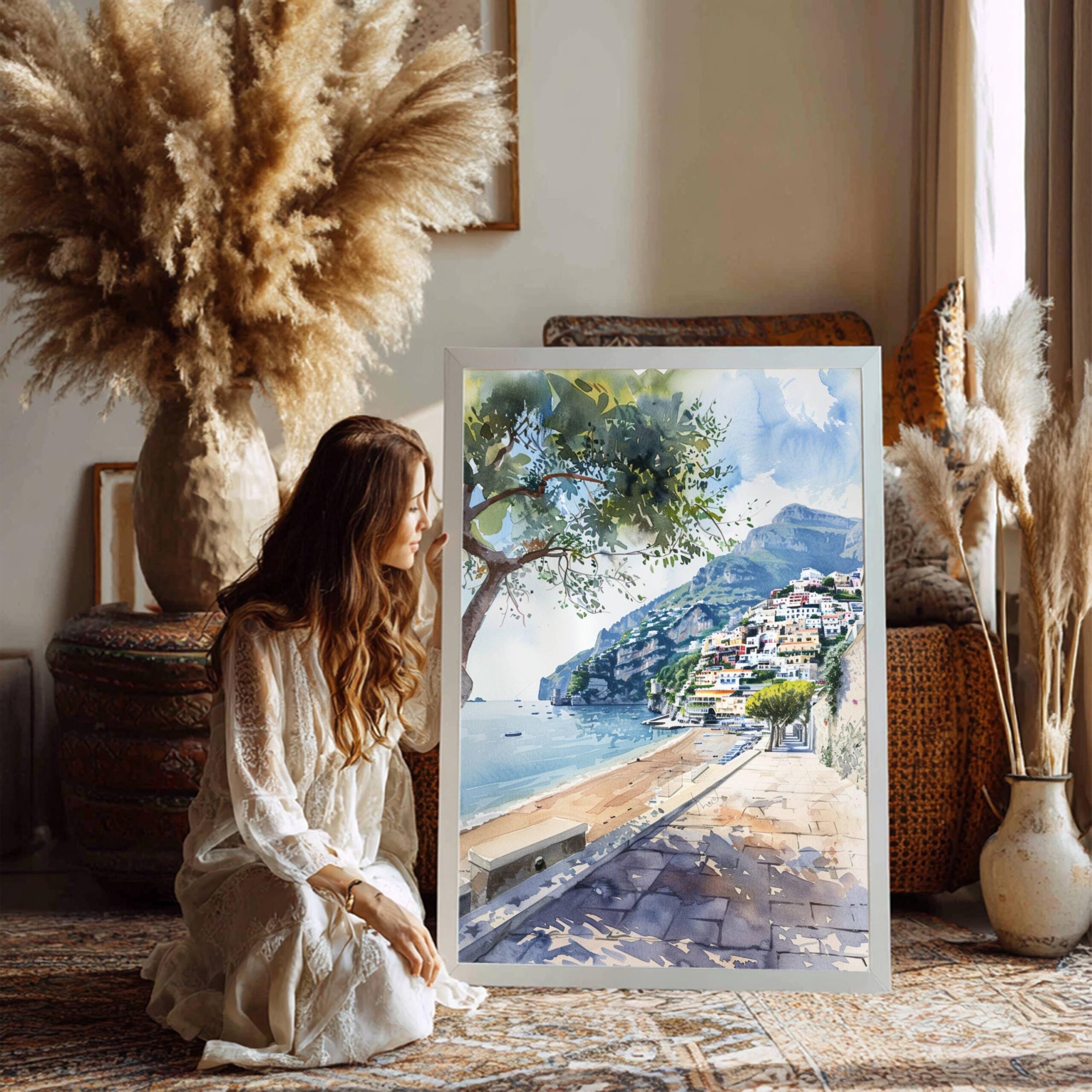 Positano Amalfi Coast Italy Watercolor: Travel Art Print - Image 3