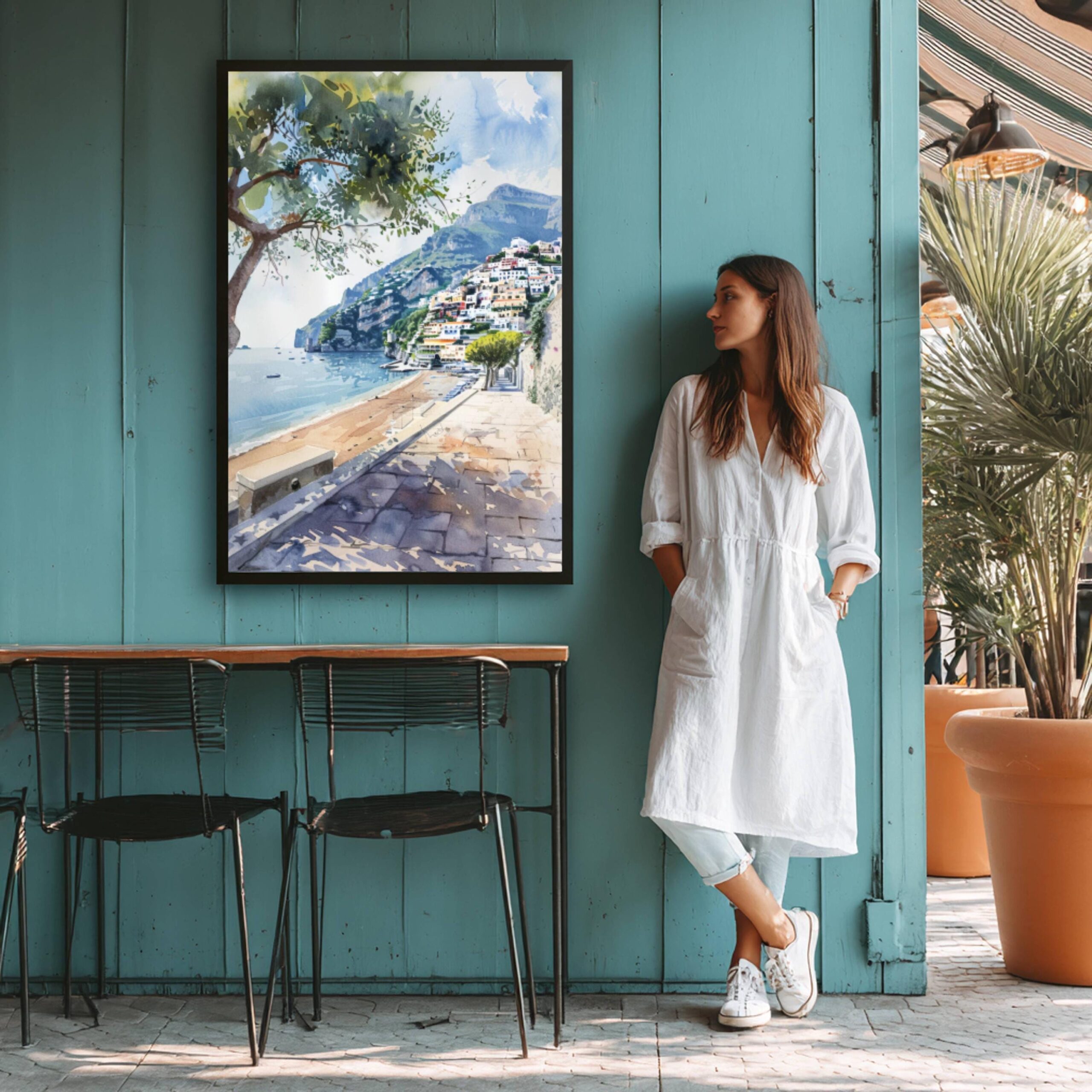 Positano Amalfi Coast Italy Watercolor: Travel Art Print - Image 5
