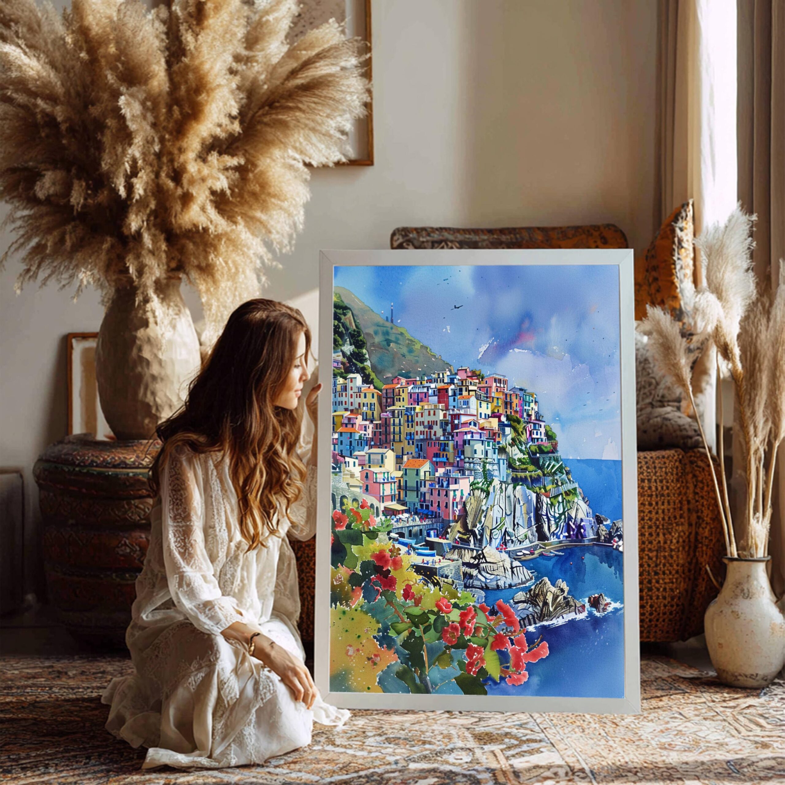 Manarola Cinque Terre Italy Europe Watercolor Print: Travel Art Poster - Image 7