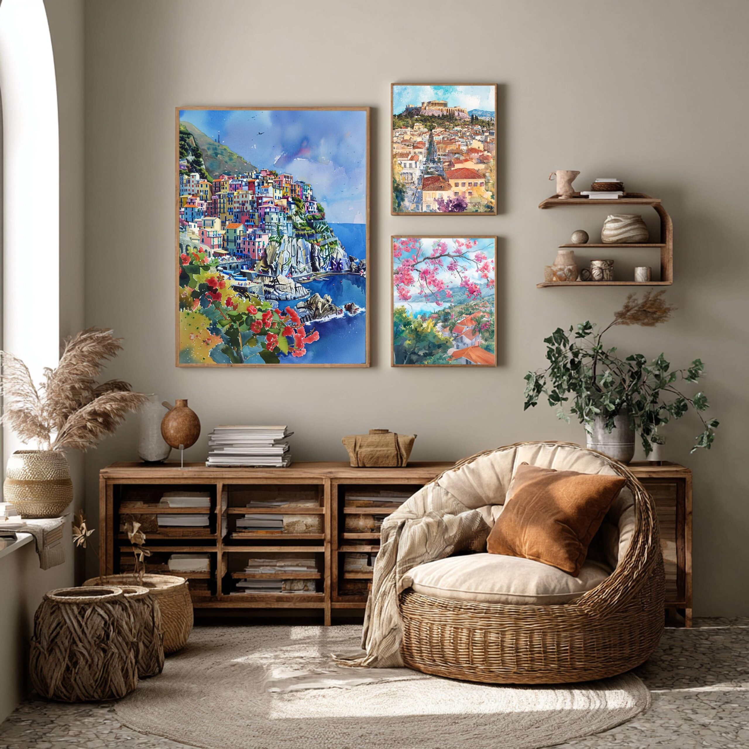 Manarola Cinque Terre Italy Europe Watercolor Print: Travel Art Poster - Image 2