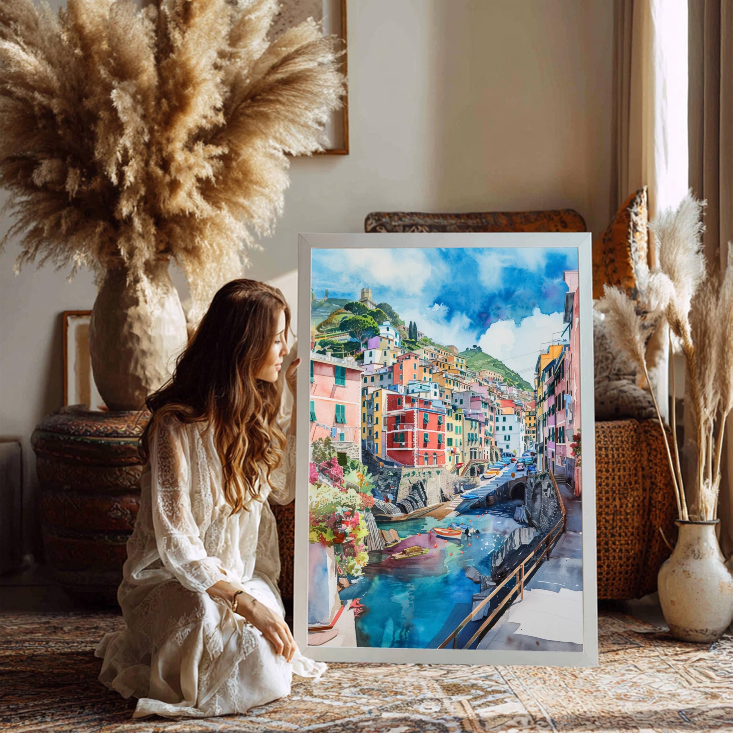 Riomaggiore Cinque Terre Italy Europe Watercolor Print: Travel Art Poster - Image 7