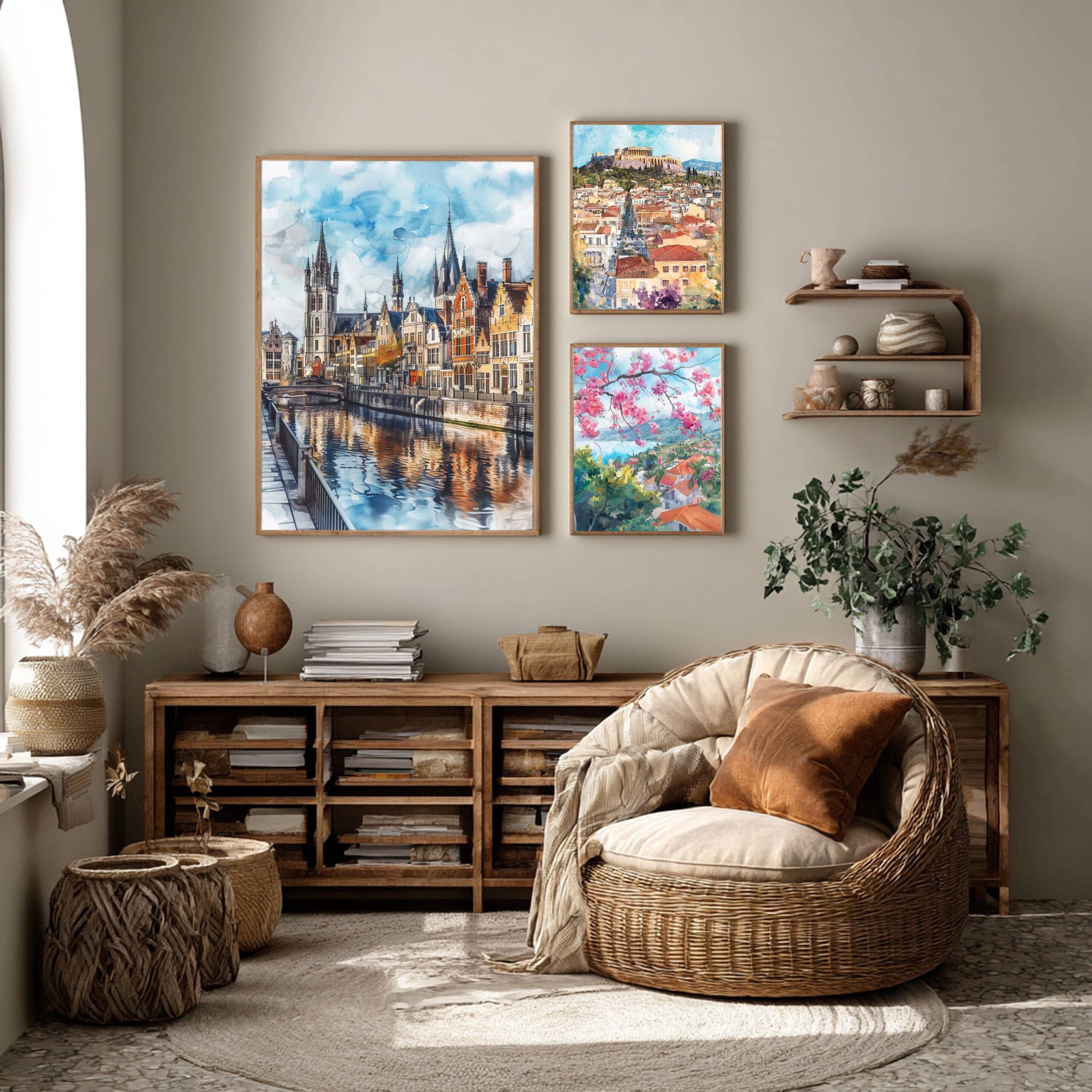 Ghent Belgium Europe Watercolor Print: Belgian Travel Wall Art - Image 2