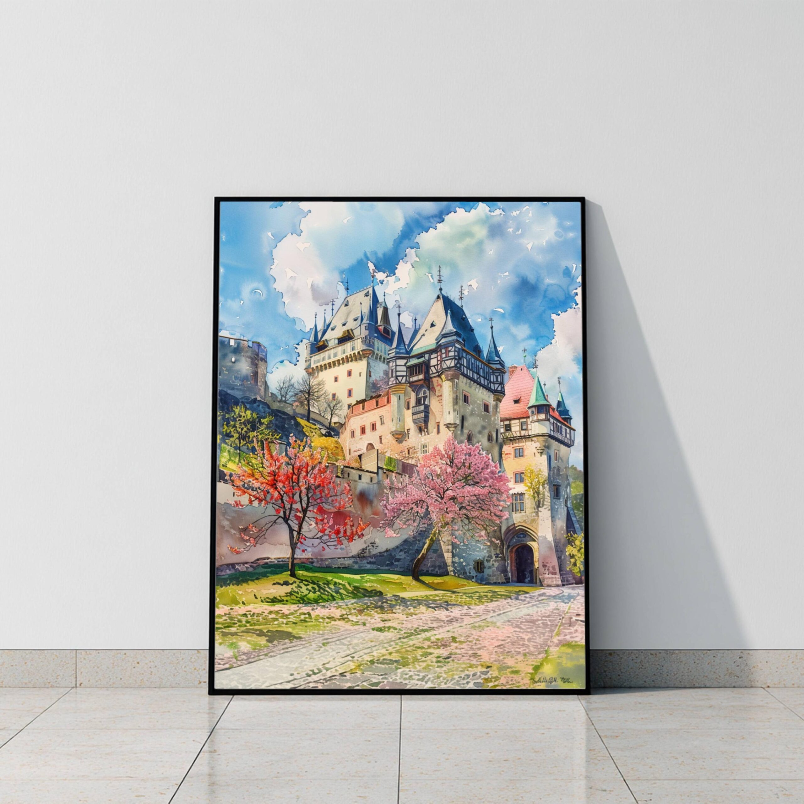 Karlštejn Castle Czech Republic Watercolor Print: European Art Travel Poster - Image 10