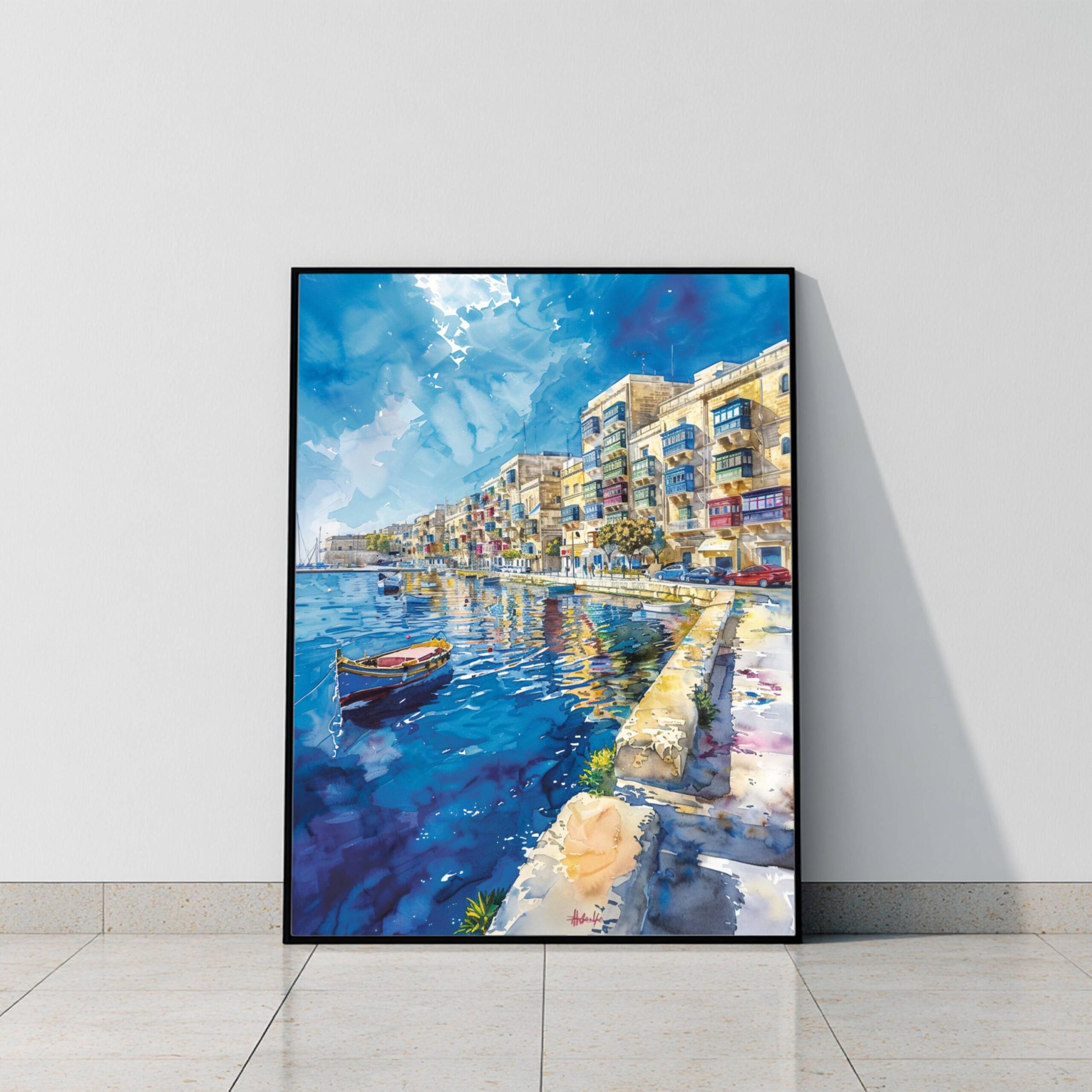 Sliema Malta Europe Watercolor Print: Travel Art Poster - Image 10