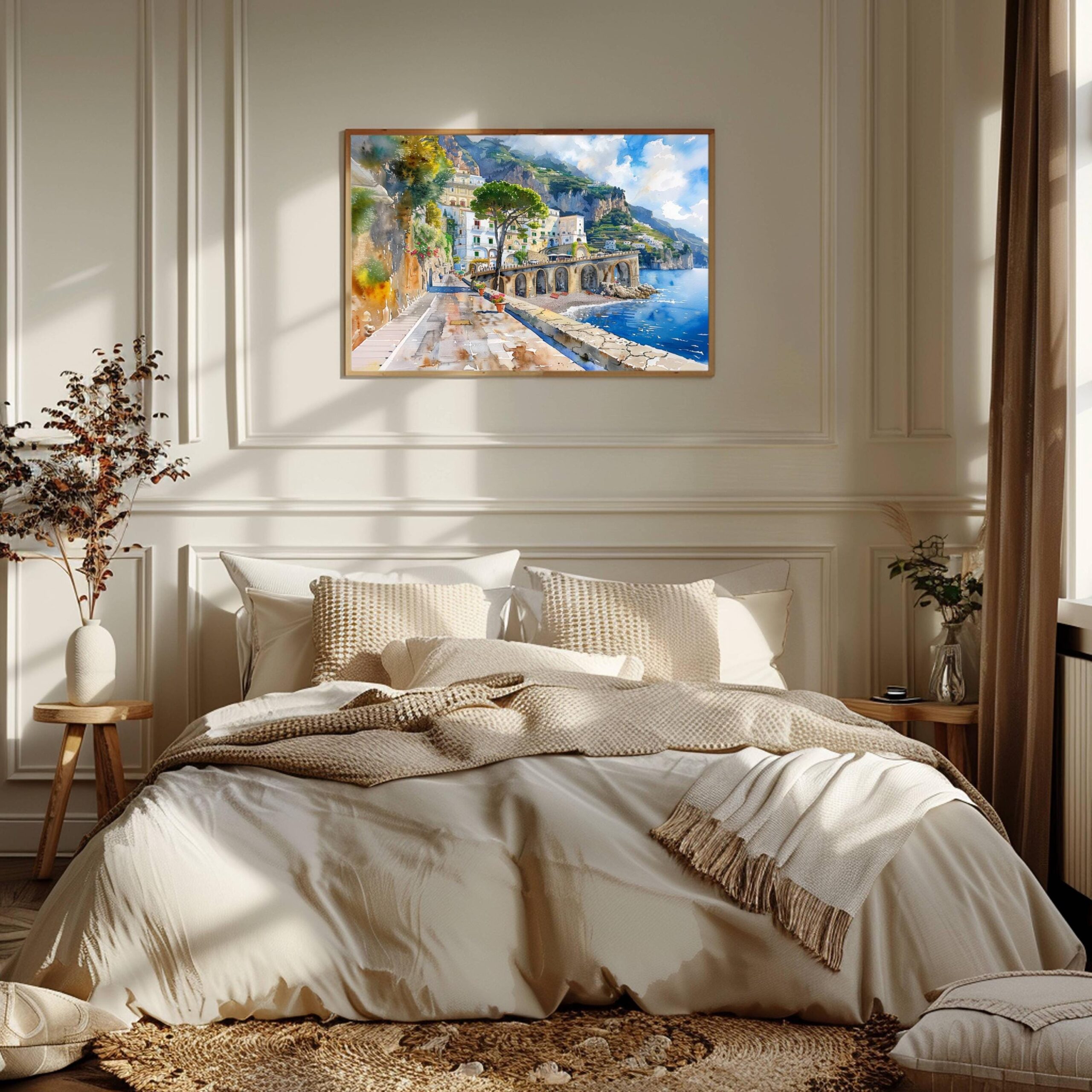 Atrani Amalfi Coast Italy Watercolor Print: Europe Travel Art Poster - Image 3