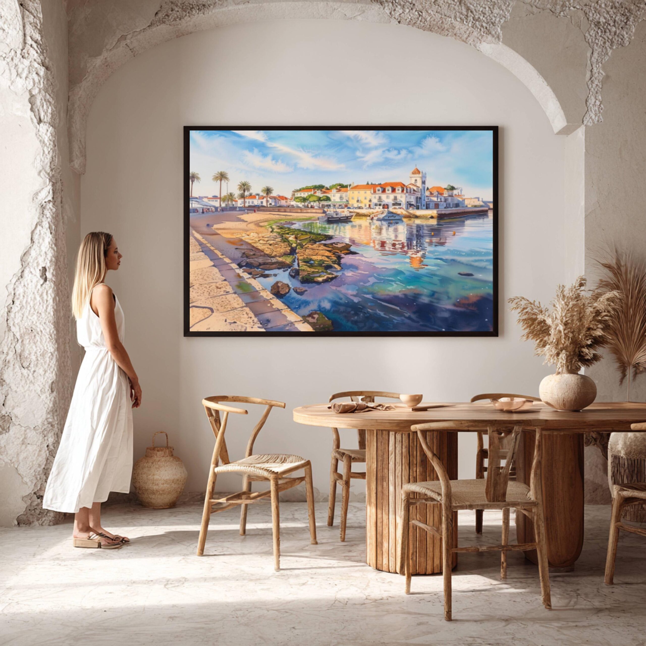 Cascais Portugal Europe Watercolor Print: Vacation Travel Art Poster - Image 2