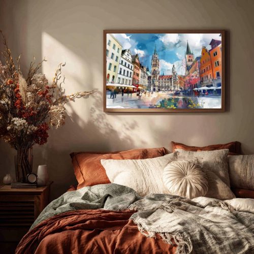 Marienplatz Munich Germany Watercolor Print: Europe Travel Art Poster - Image 3
