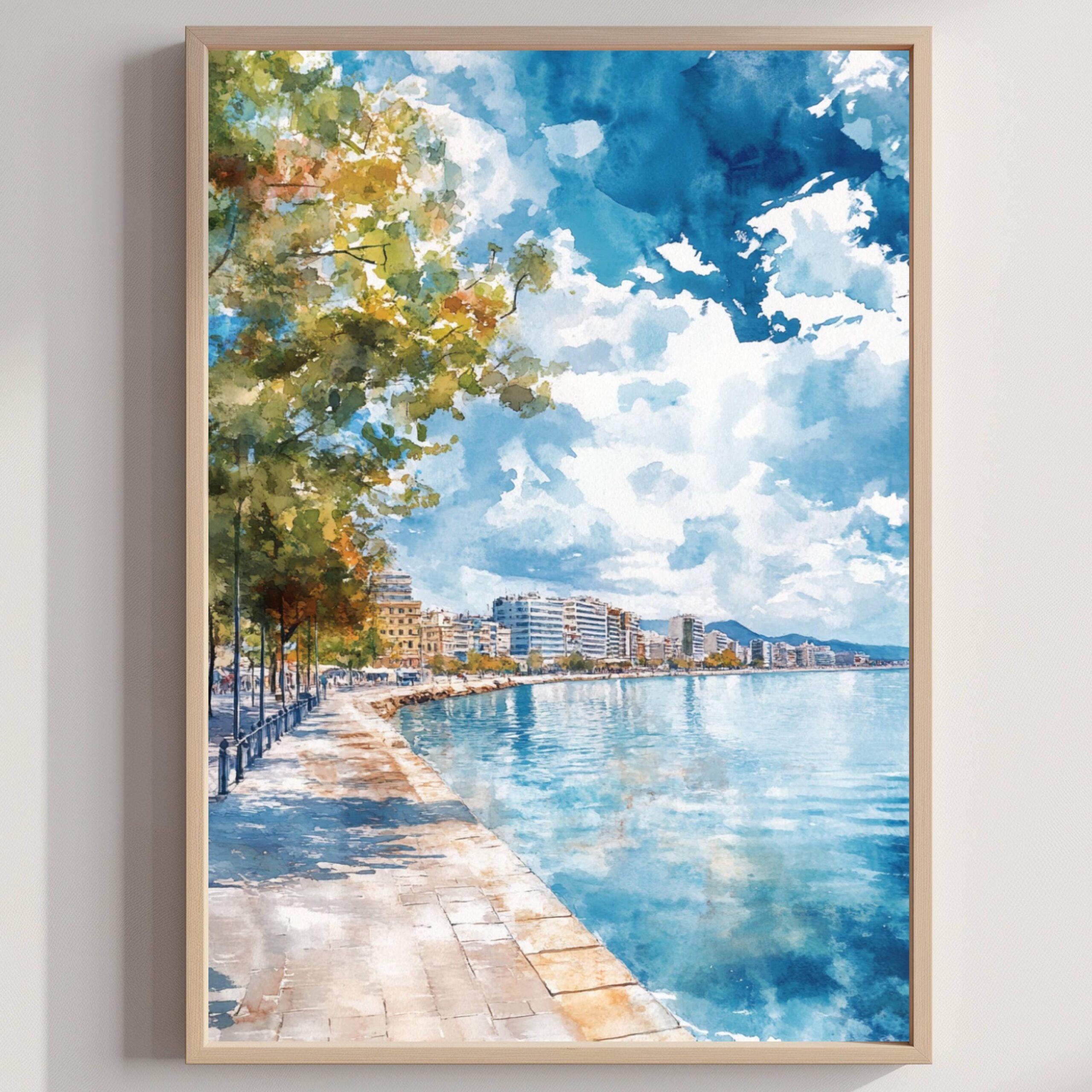 Thessaloniki Greece Watercolor: Greek Travel Art Poster