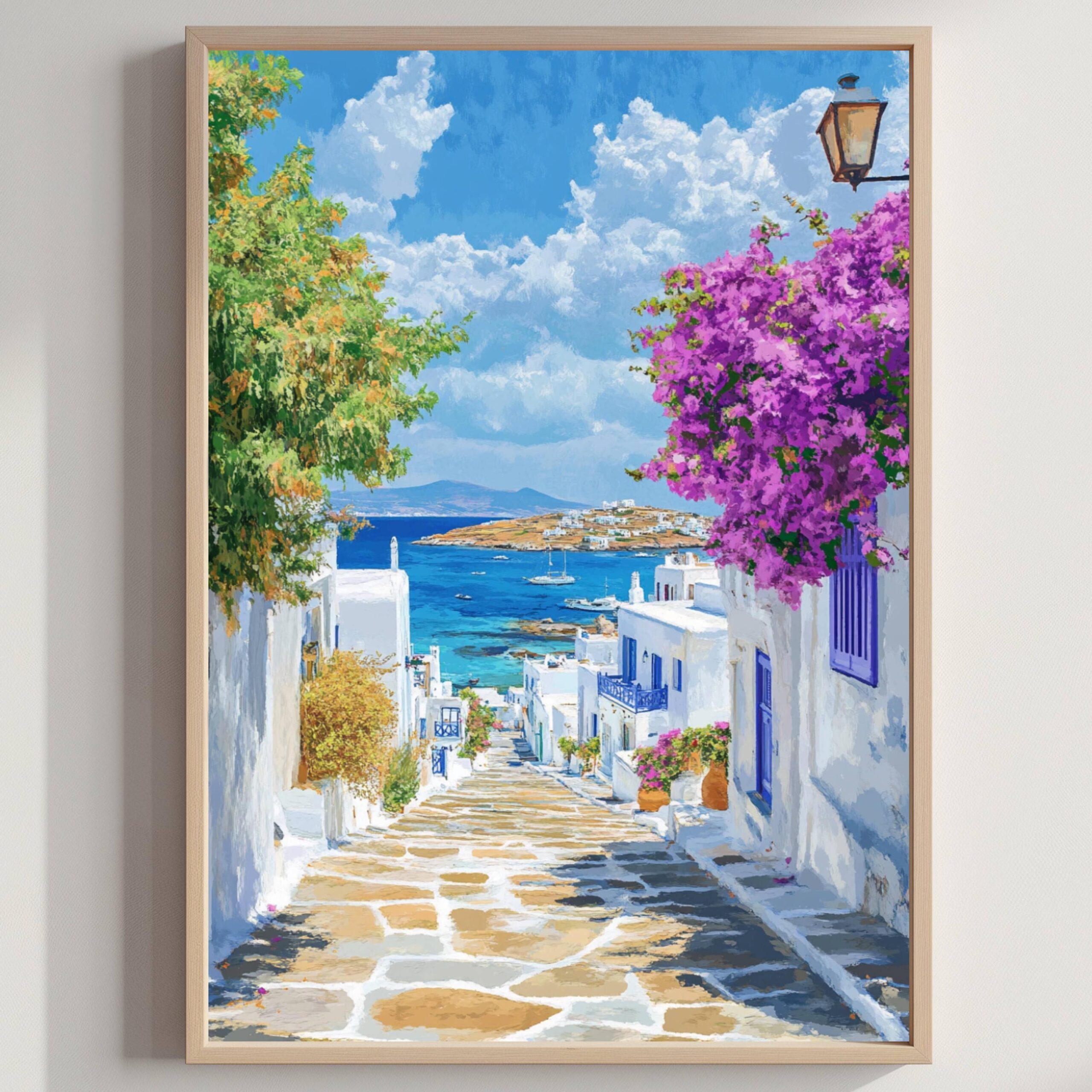 Mykonos Island Greece Watercolor: Greek Travel Art Poster