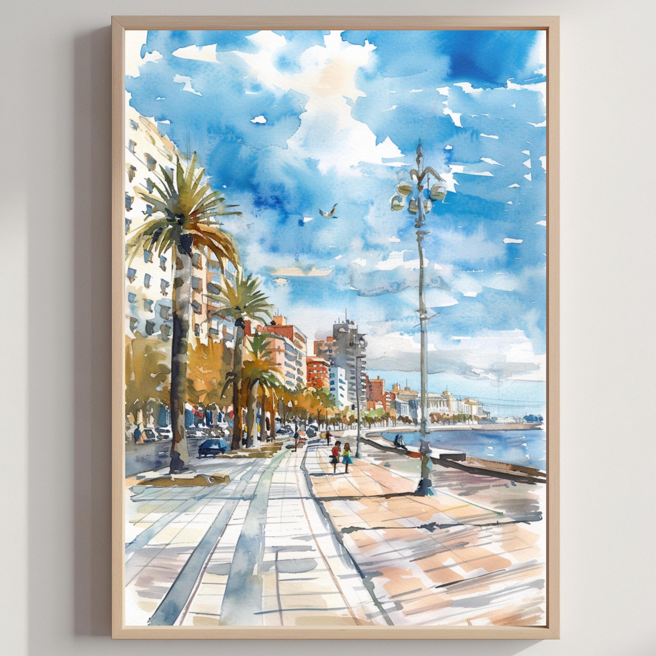 Montevideo City Uruguay South America Watercolor: Travel Art Poster