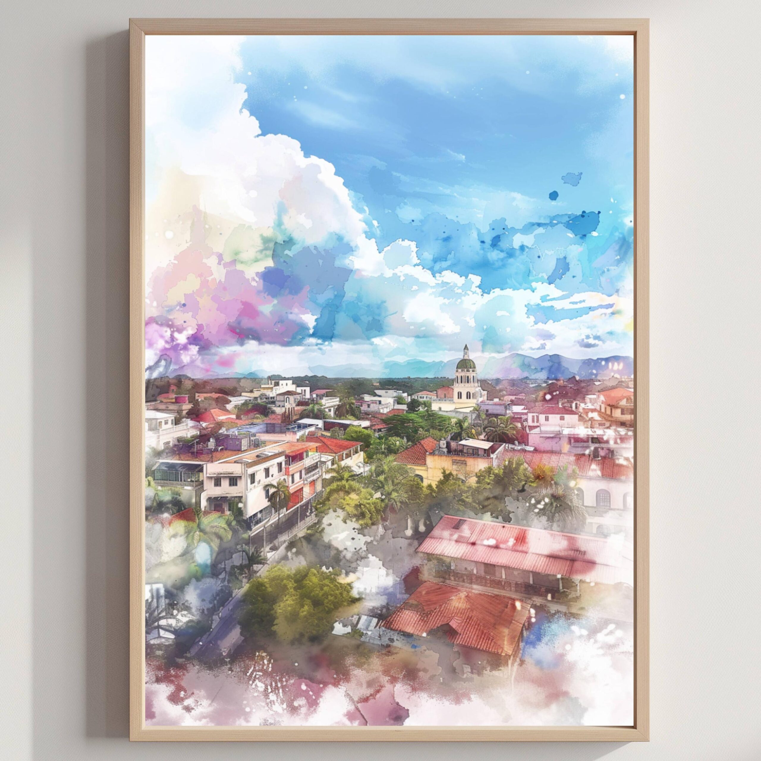 Dominican Republic Caribbean Watercolor Print: Travel Art Poster