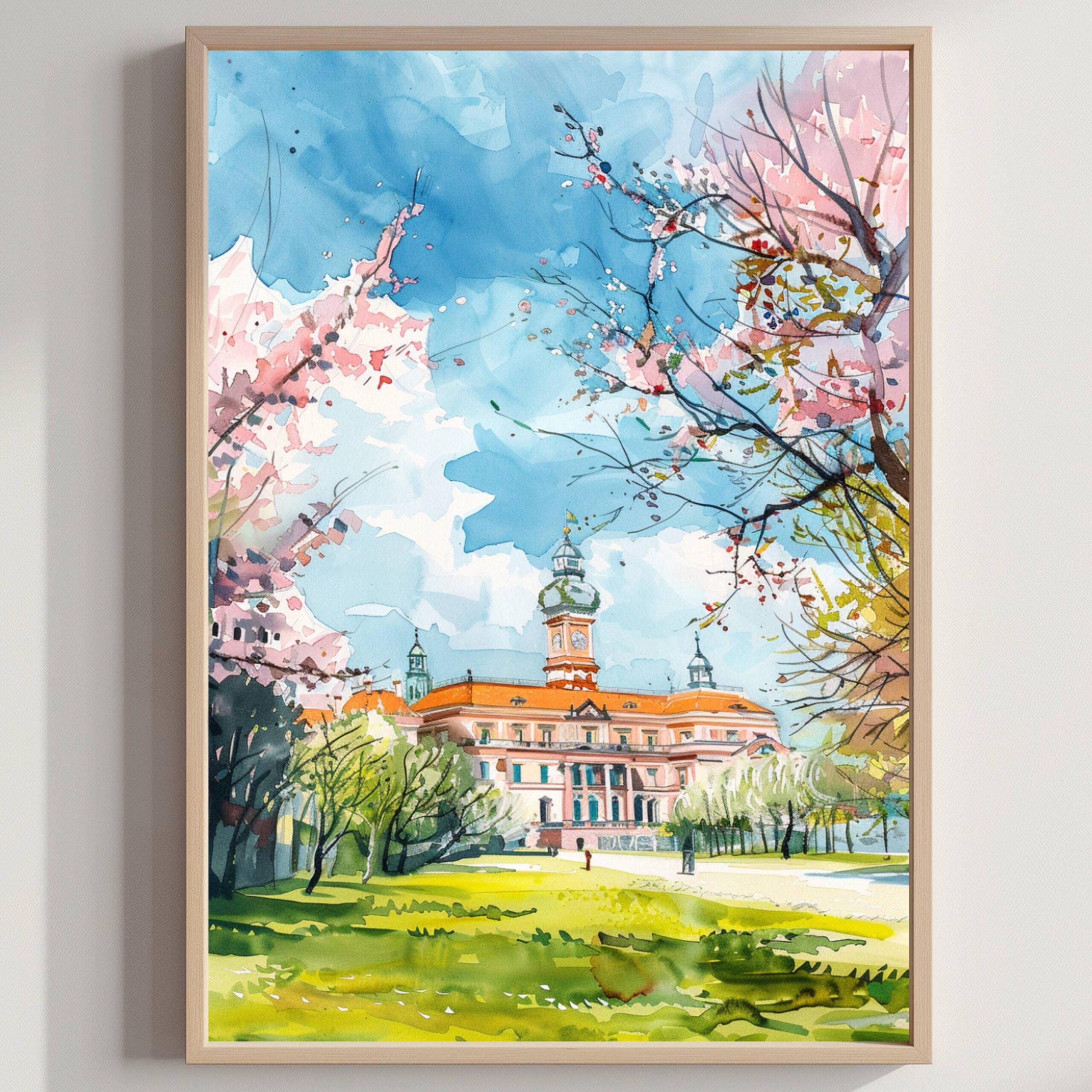 Berlin Charlottenburg Palace Germany Watercolor: Travel Art Poster