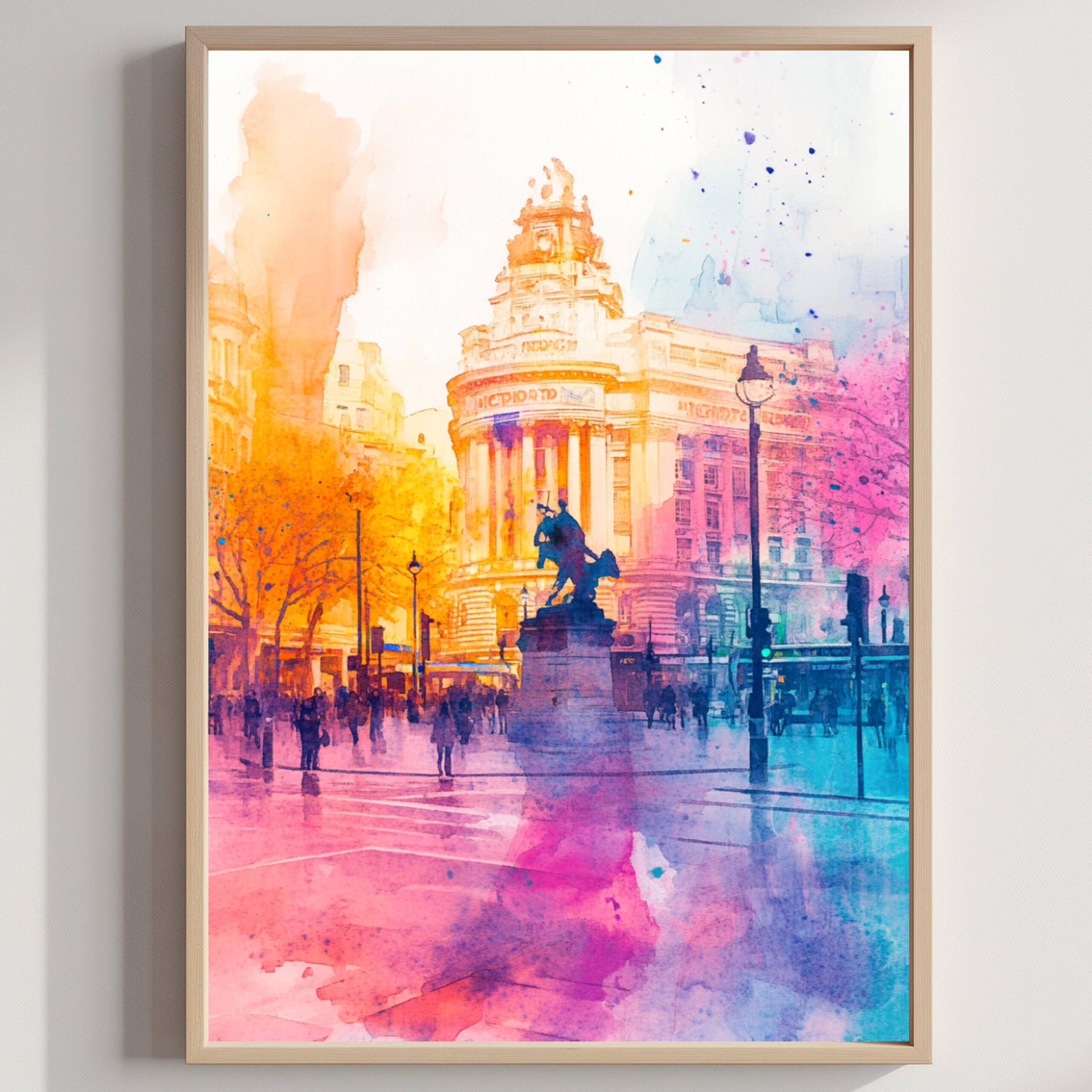 Piccadilly London England Watercolor: United Kingdom Travel Art Poster
