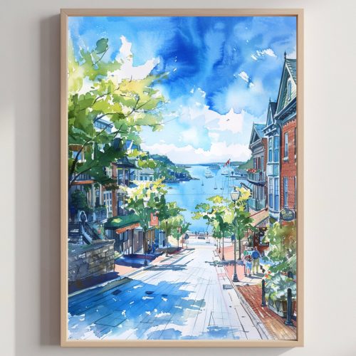 Halifax Canada North America Watercolor: Travel Art Poster Print