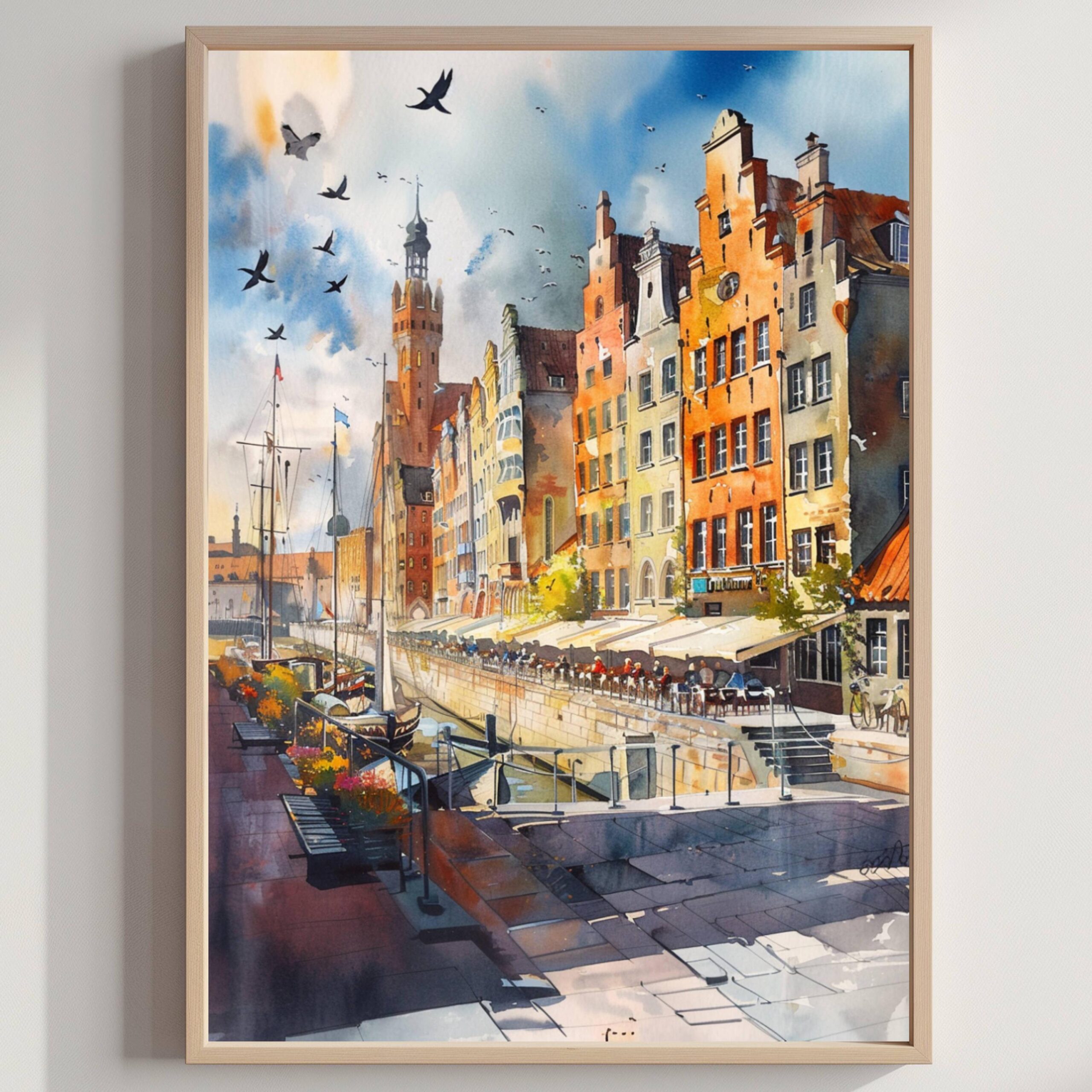 Gdansk Poland Europe Watercolor Print: Vacation Travel Art Poster
