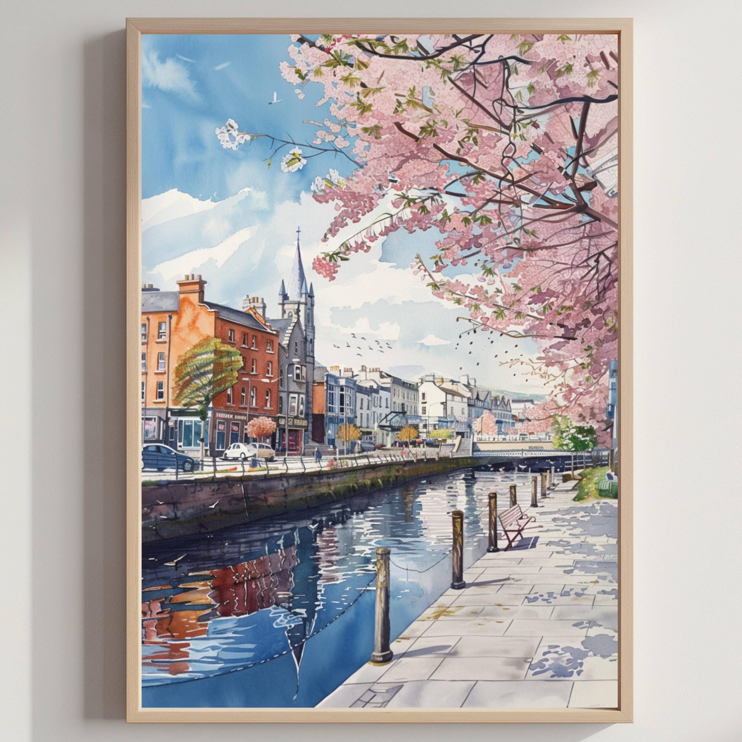 Cork Republic of Ireland Watercolor Print: Europe Travel Art Poster