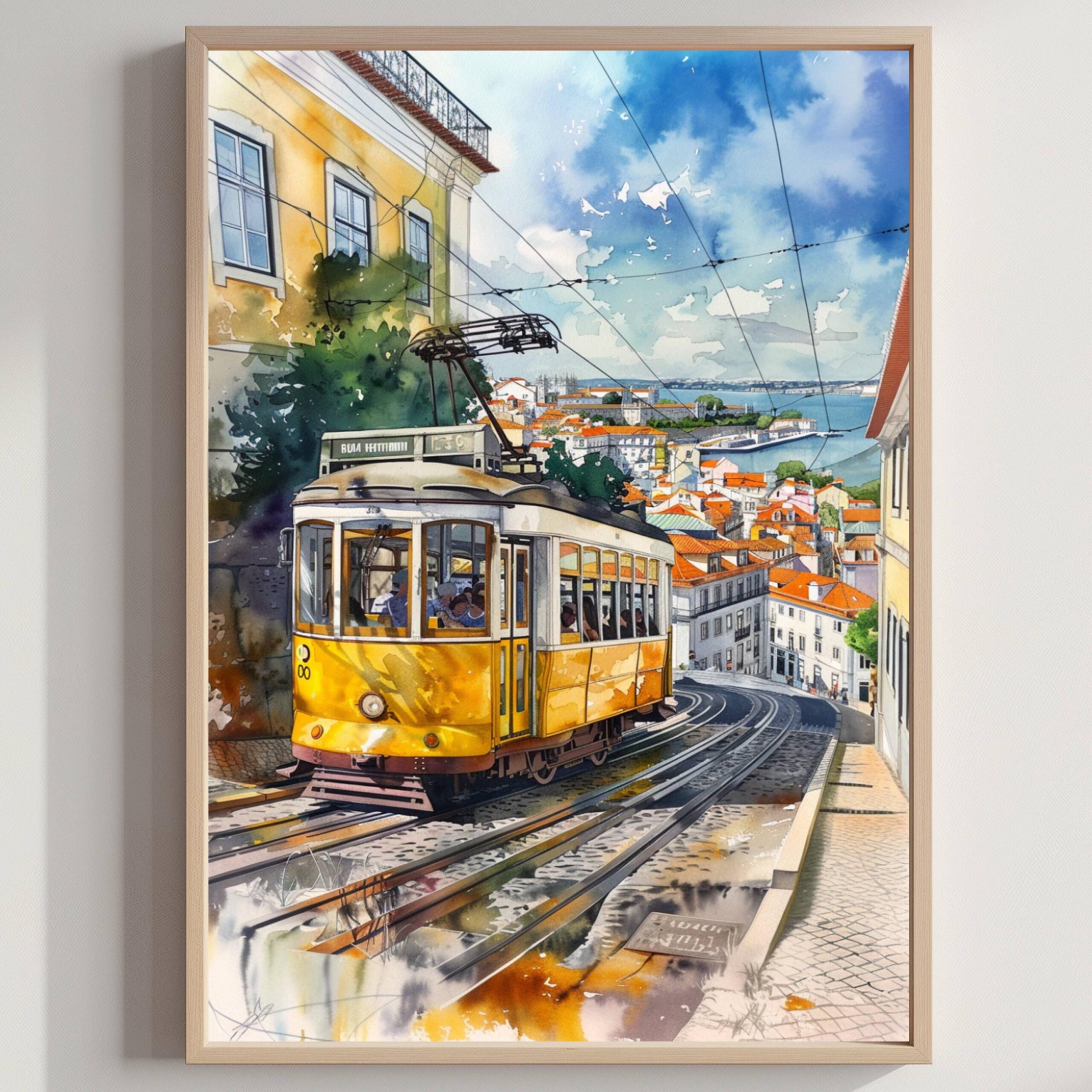 Lisbon Portugal Europe Watercolor Print: Vacation Travel Art Poster