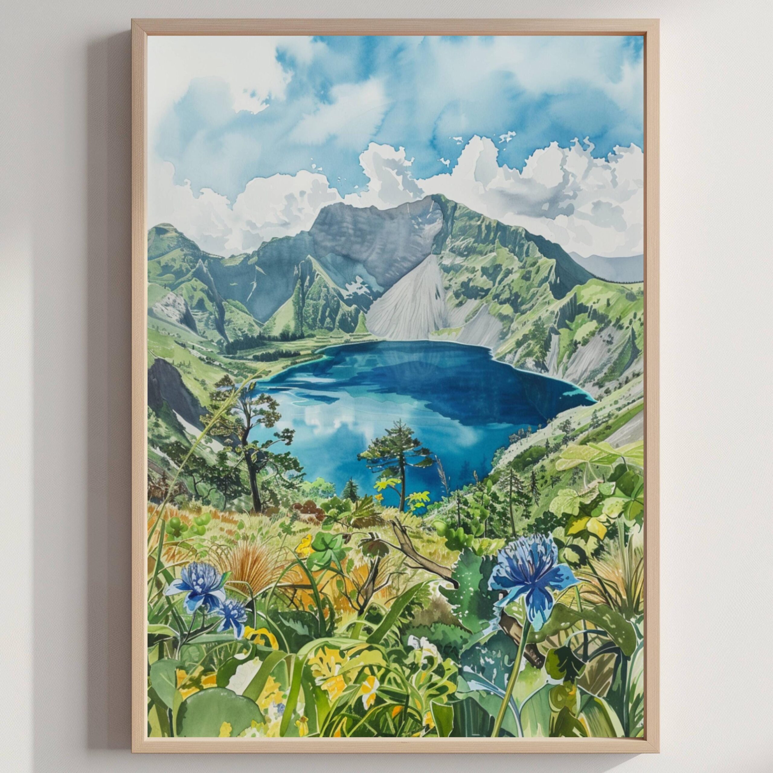 Mount Pinatubo The Philippines Watercolor Print: Asia Travel Art Poster
