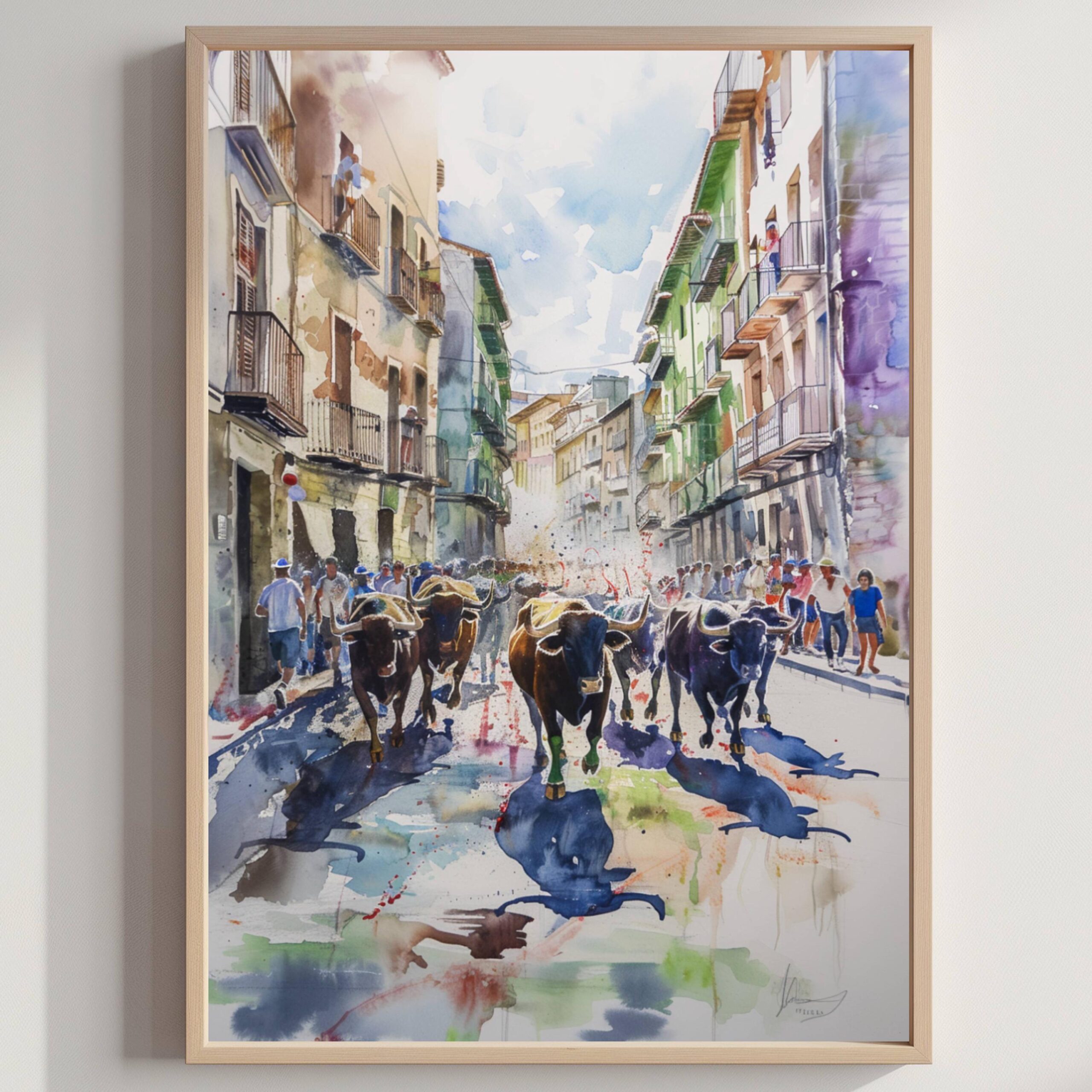 Pamplona Spain Watercolor Print: Spanish Travel Art Poster