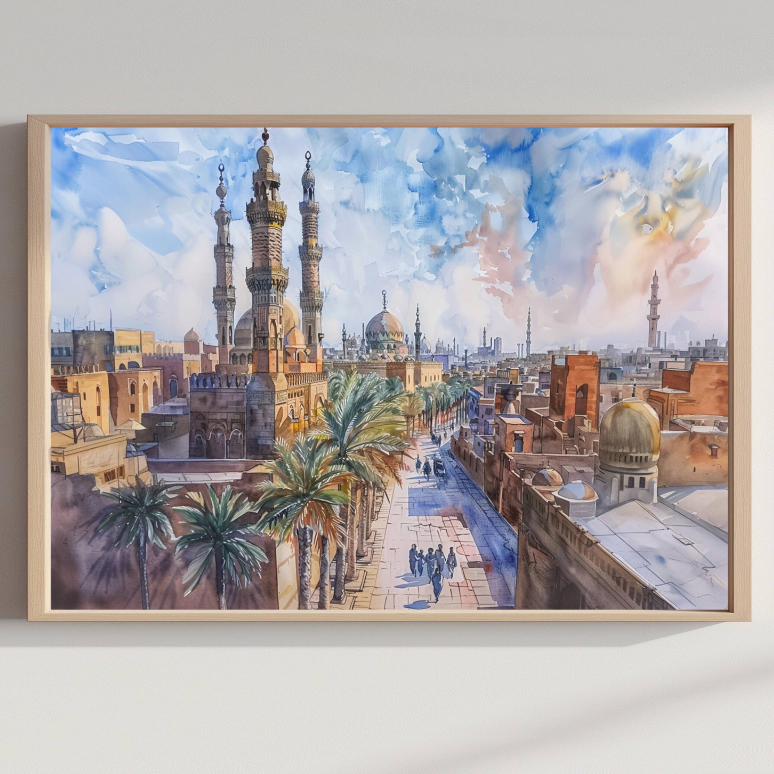 Cairo Egypt Watercolor Print: Africa Travel Art Poster