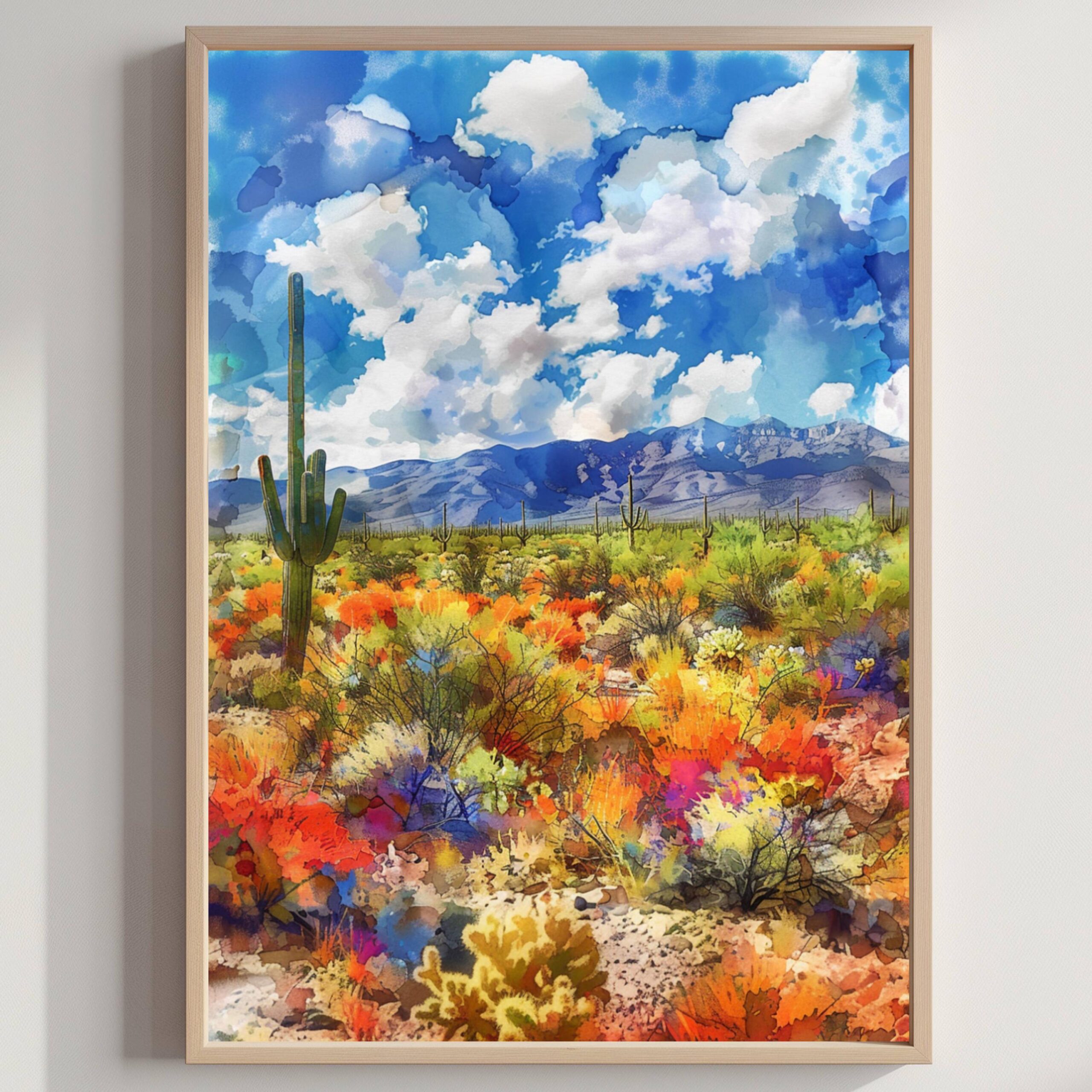 Sonoran Desert California USA Watercolor Print: American Travel Poster