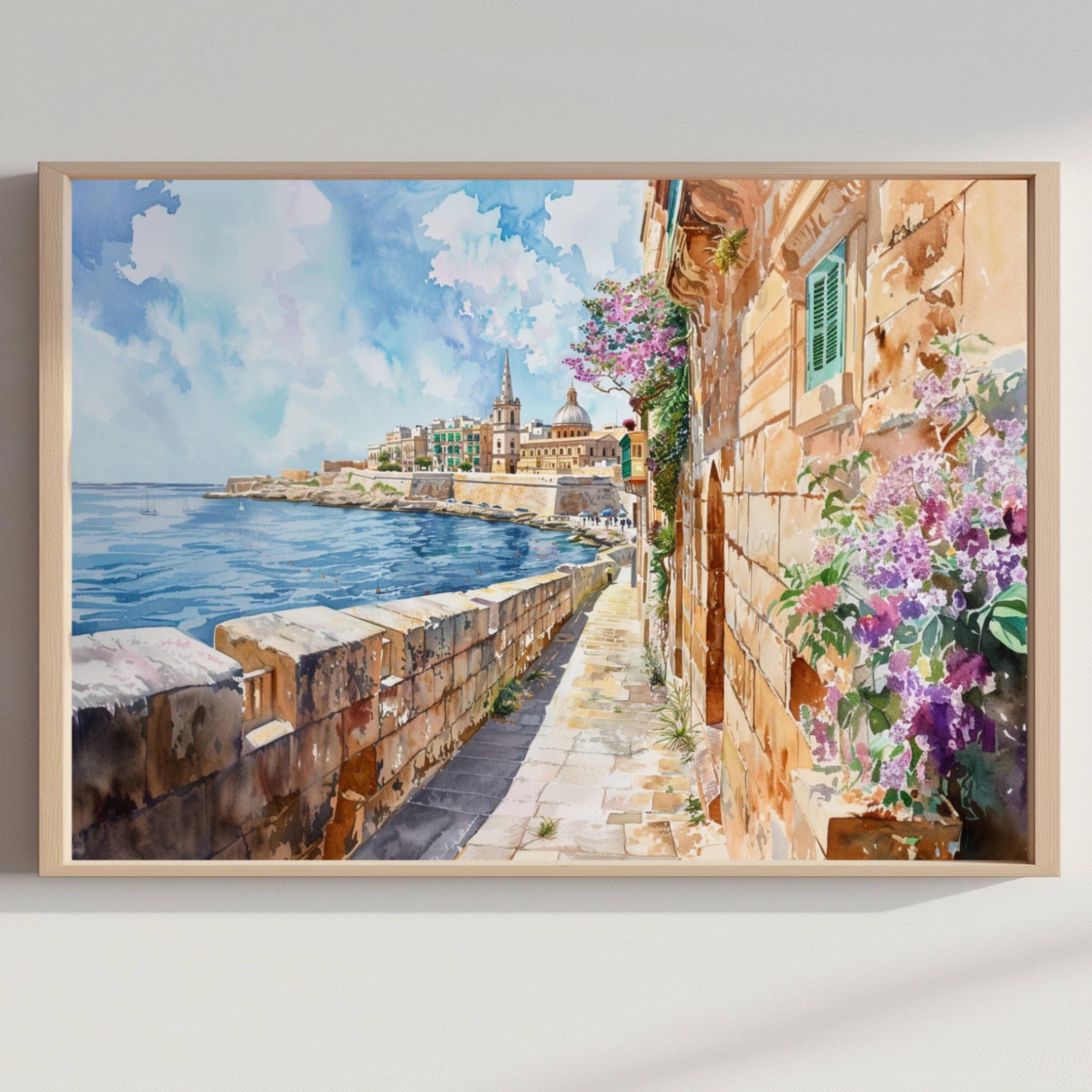 Island of Malta Europe Watercolor Print: Travel Art Poster