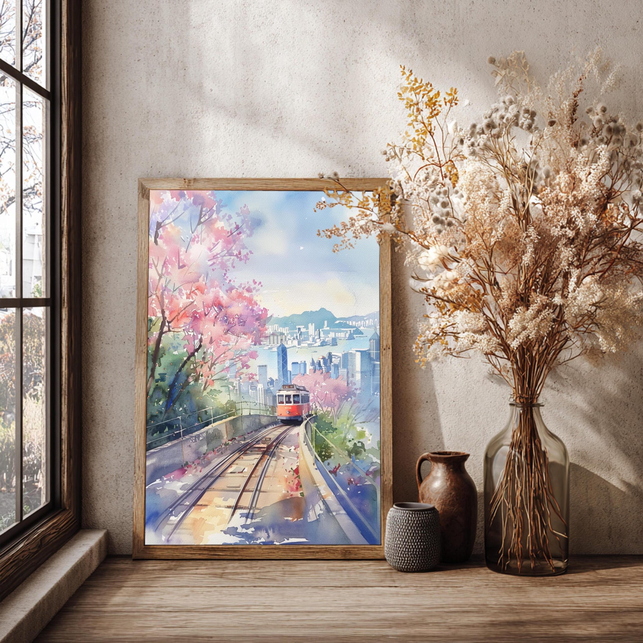 Victoria Peak Hong Kong China Watercolor Print: Asia Travel Art Poster - Image 2