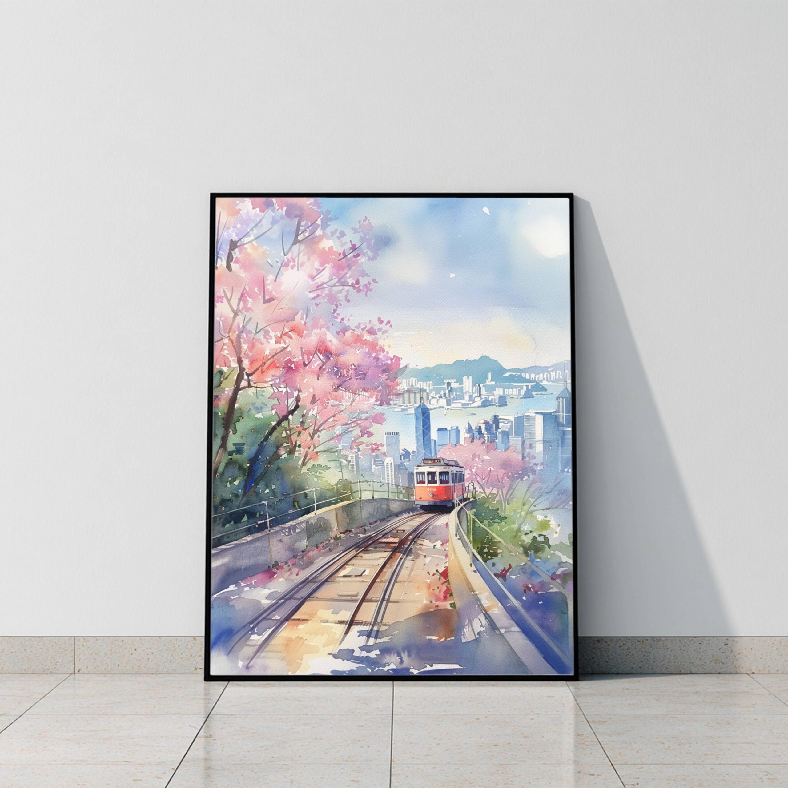 Victoria Peak Hong Kong China Watercolor Print: Asia Travel Art Poster - Image 9