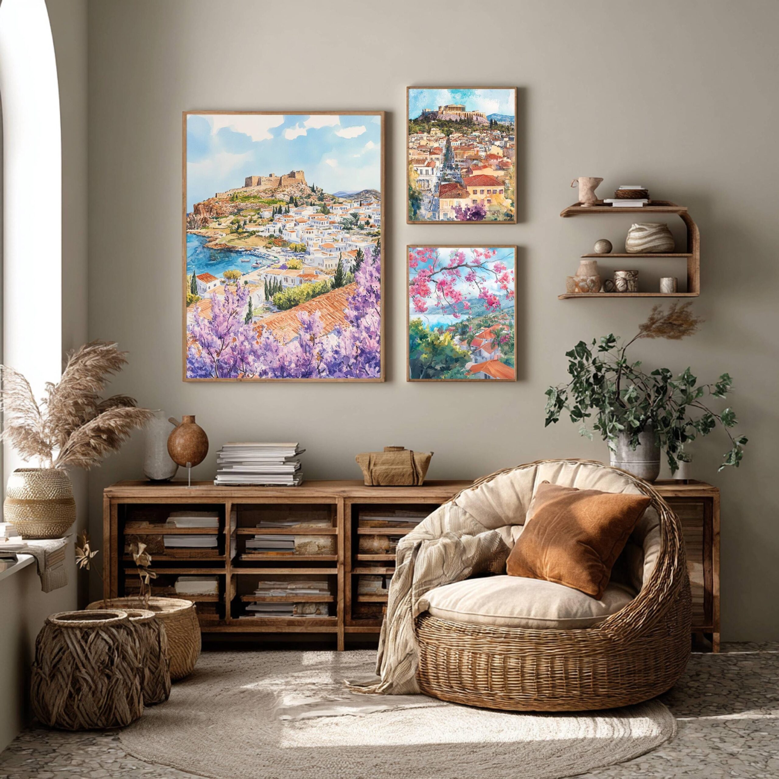 Lindos Rhodes Greece Europe Watercolor: Travel Poster - Image 7