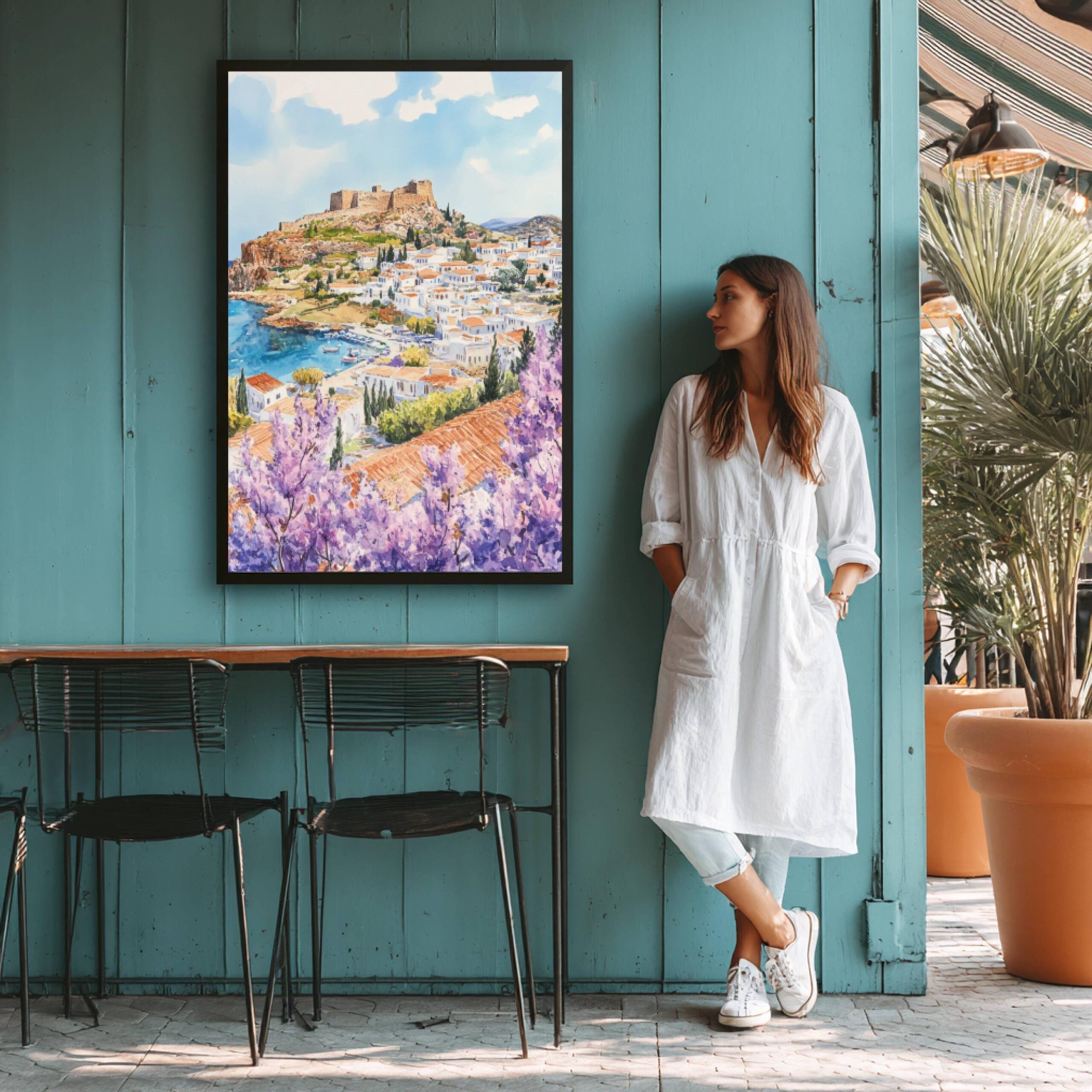 Lindos Rhodes Greece Europe Watercolor: Travel Poster - Image 4