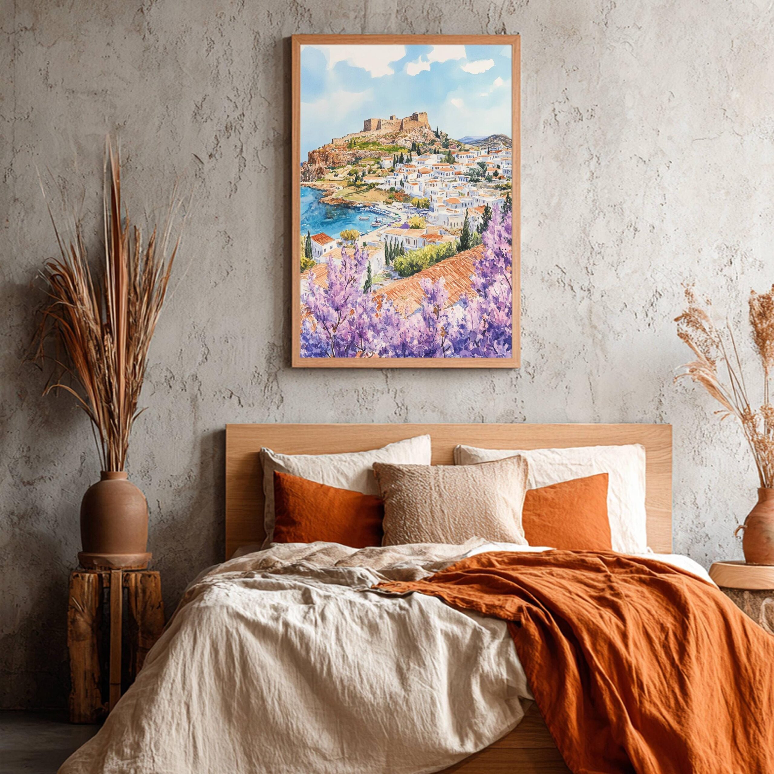 Lindos Rhodes Greece Europe Watercolor: Travel Poster - Image 5