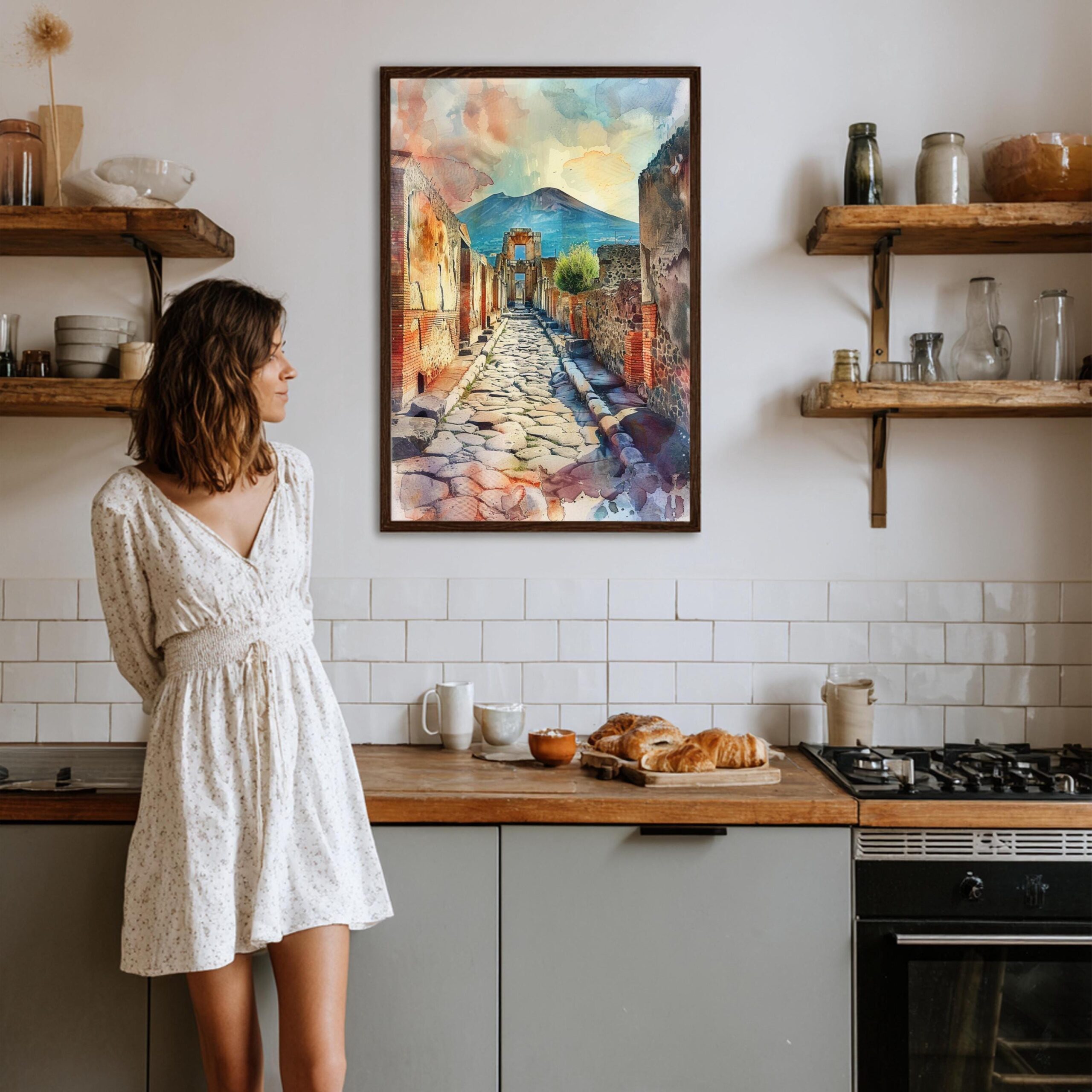 Pompeii Italy Europe Watercolor: Travel Art Print - Image 4