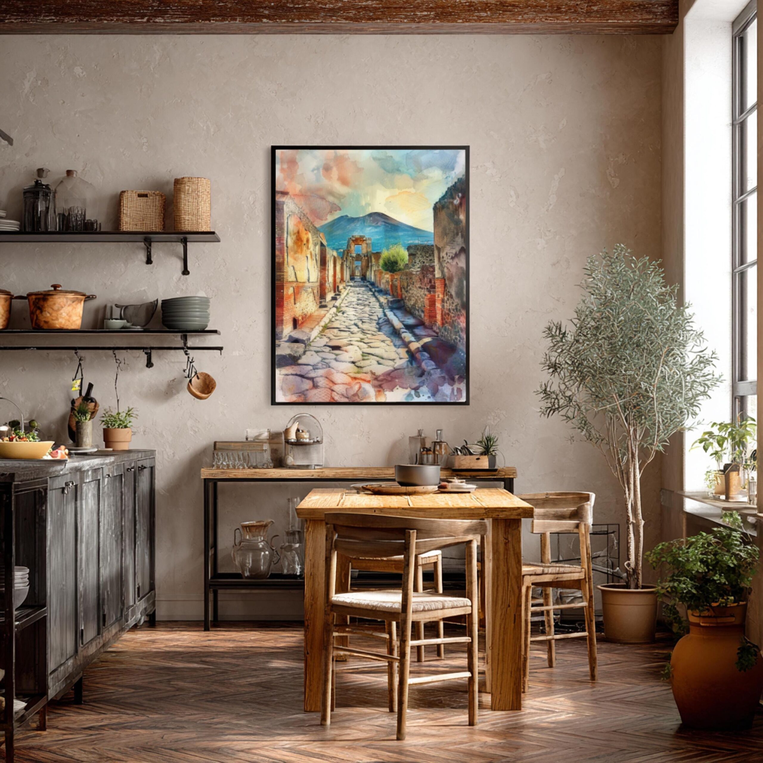 Pompeii Italy Europe Watercolor: Travel Art Print - Image 8