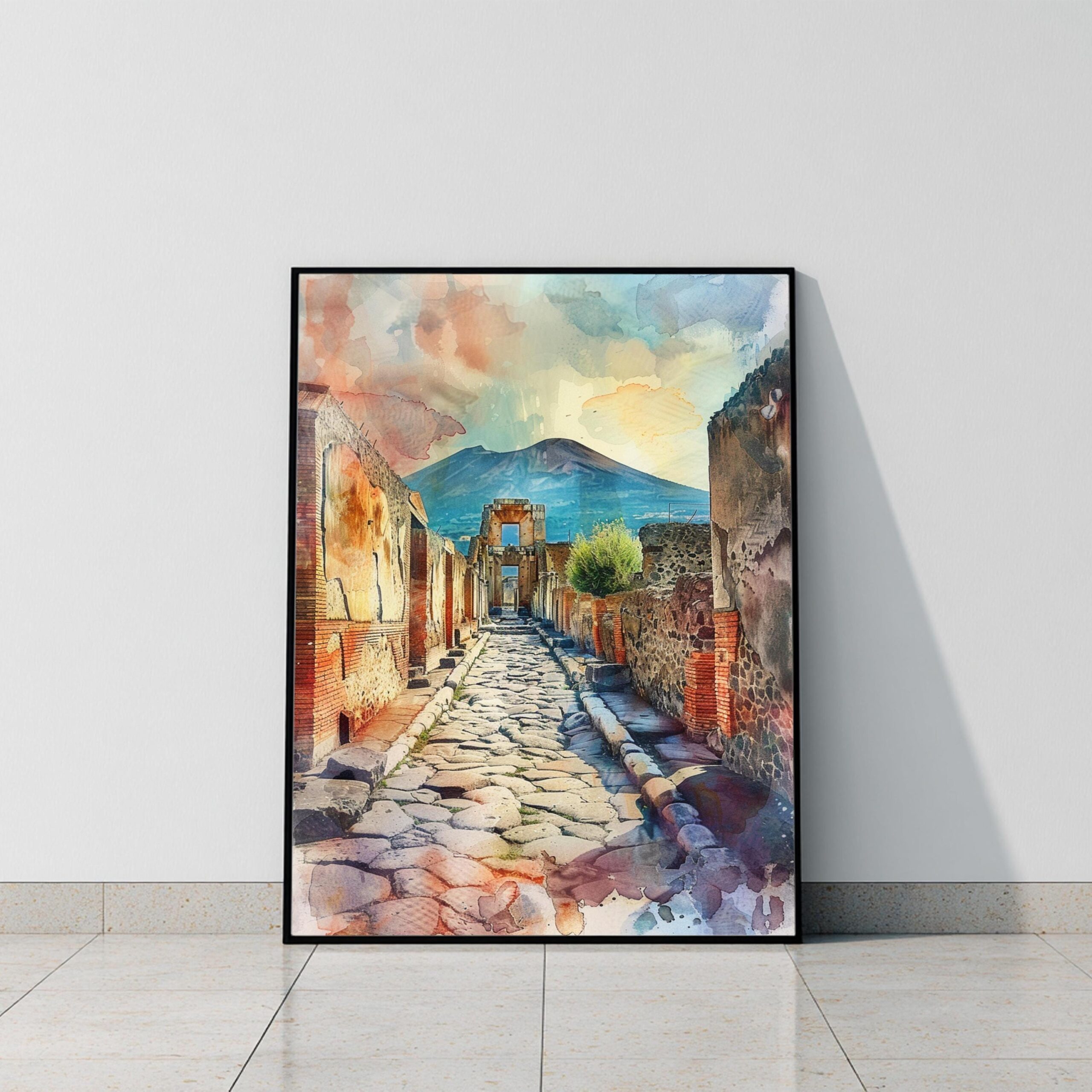 Pompeii Italy Europe Watercolor: Travel Art Print - Image 9