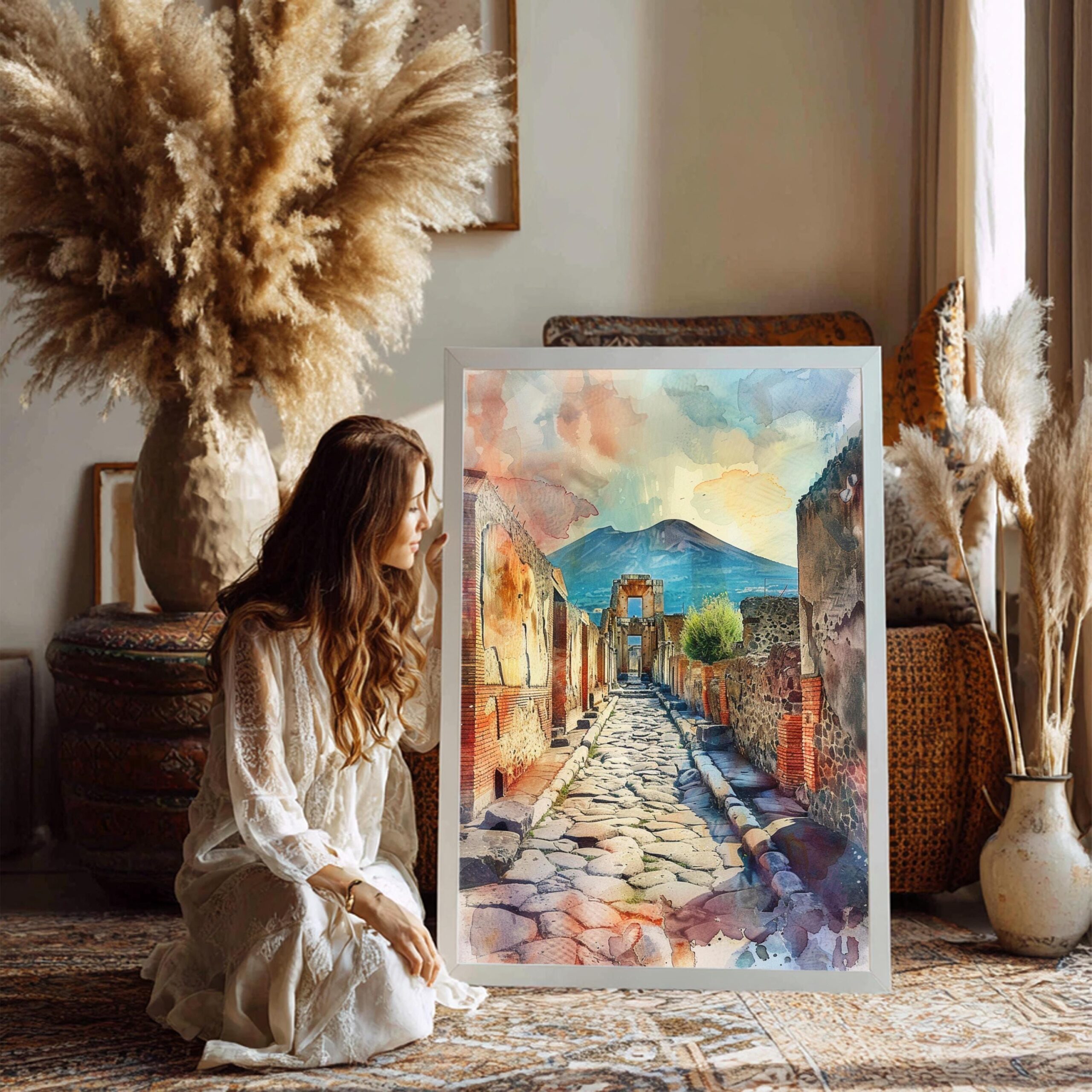 Pompeii Italy Europe Watercolor: Travel Art Print - Image 3