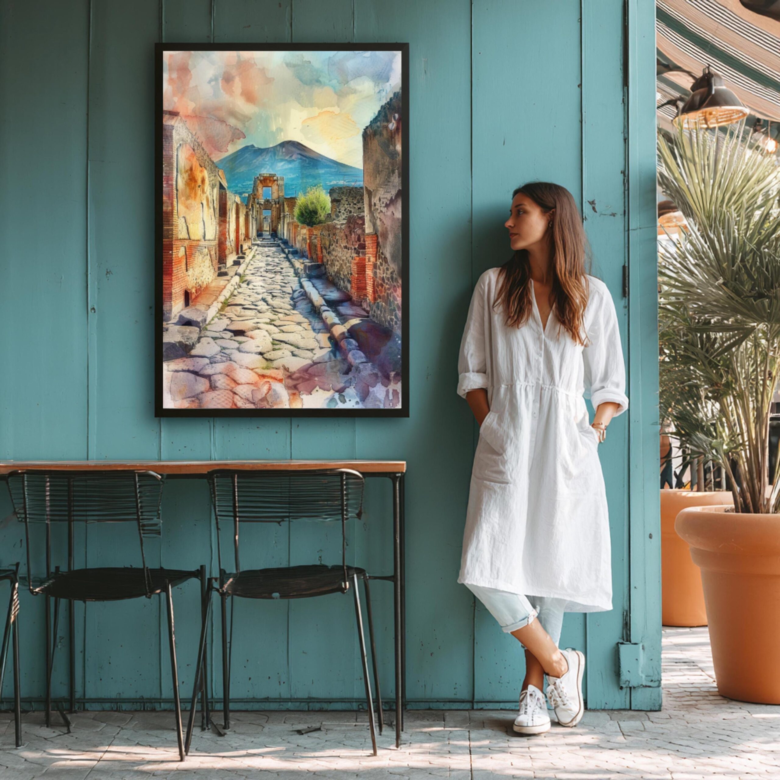 Pompeii Italy Europe Watercolor: Travel Art Print - Image 5