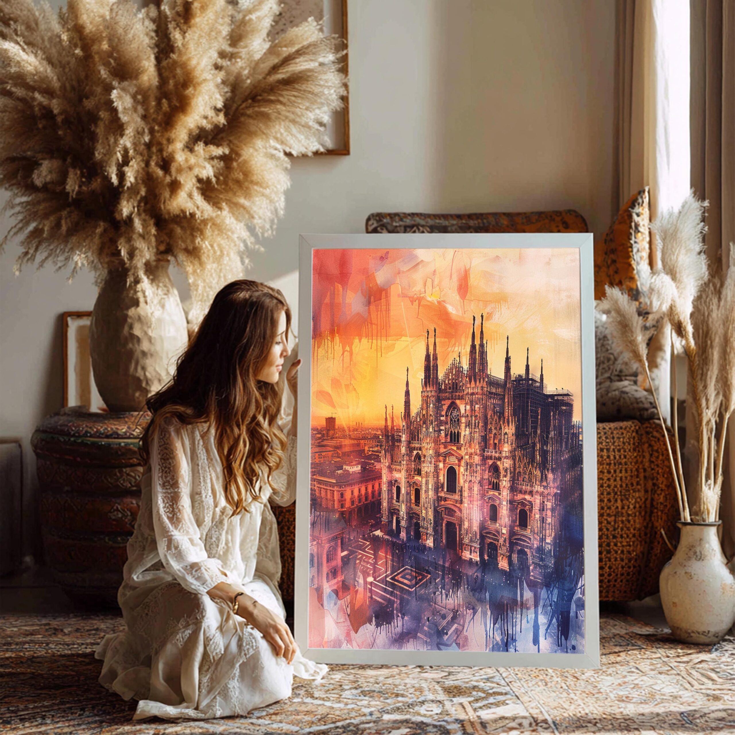 Milan Duomo Italy Europe Watercolor: Travel Art Print - Image 4