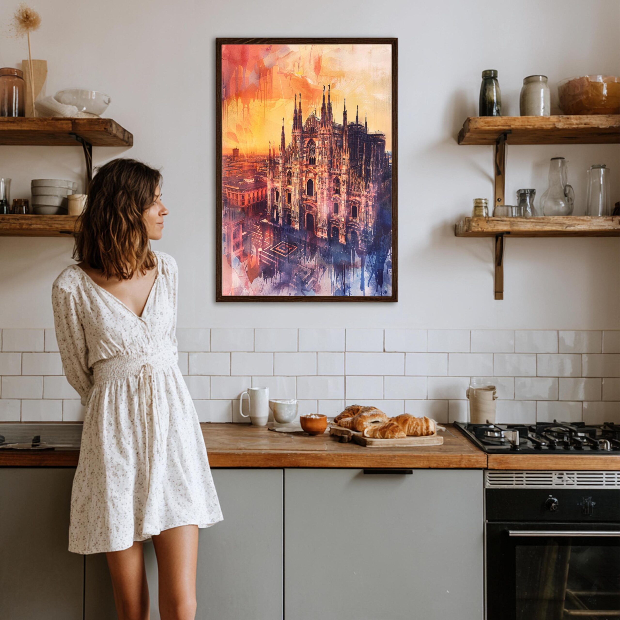 Milan Duomo Italy Europe Watercolor: Travel Art Print - Image 5