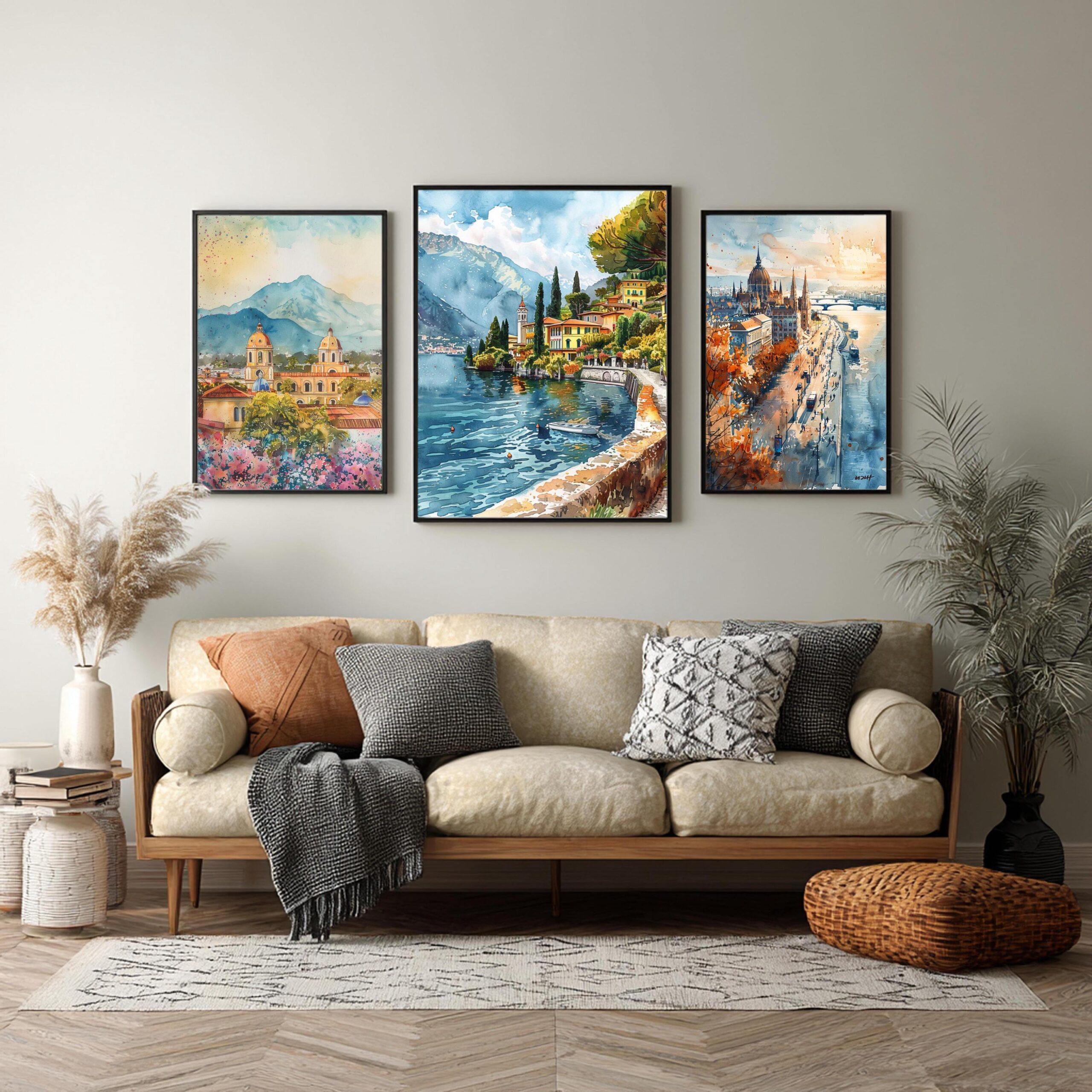Lake Como Italy Watercolor Print: Travel Art Poster - Image 2