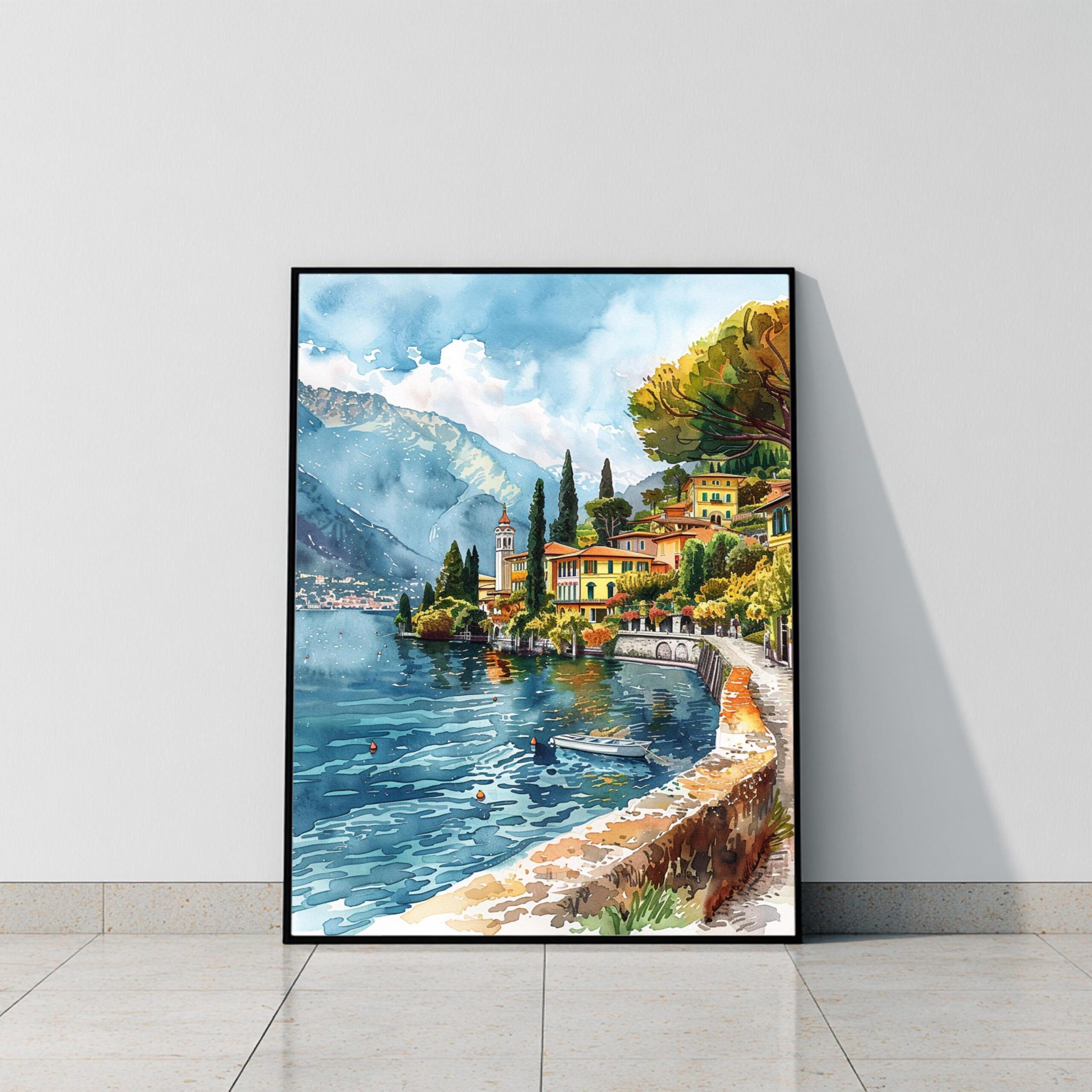 Lake Como Italy Watercolor Print: Travel Art Poster - Image 9