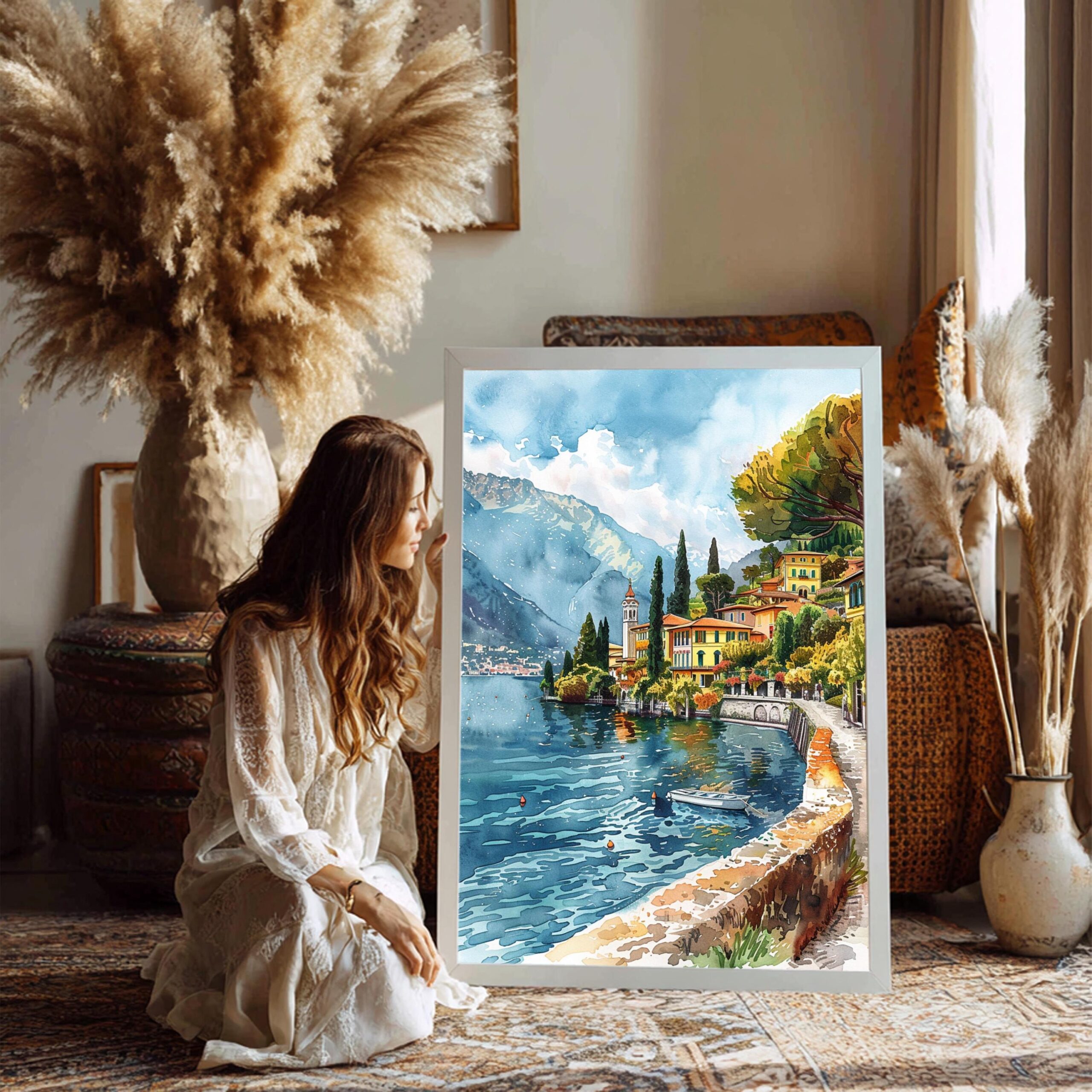 Lake Como Italy Watercolor Print: Travel Art Poster - Image 4